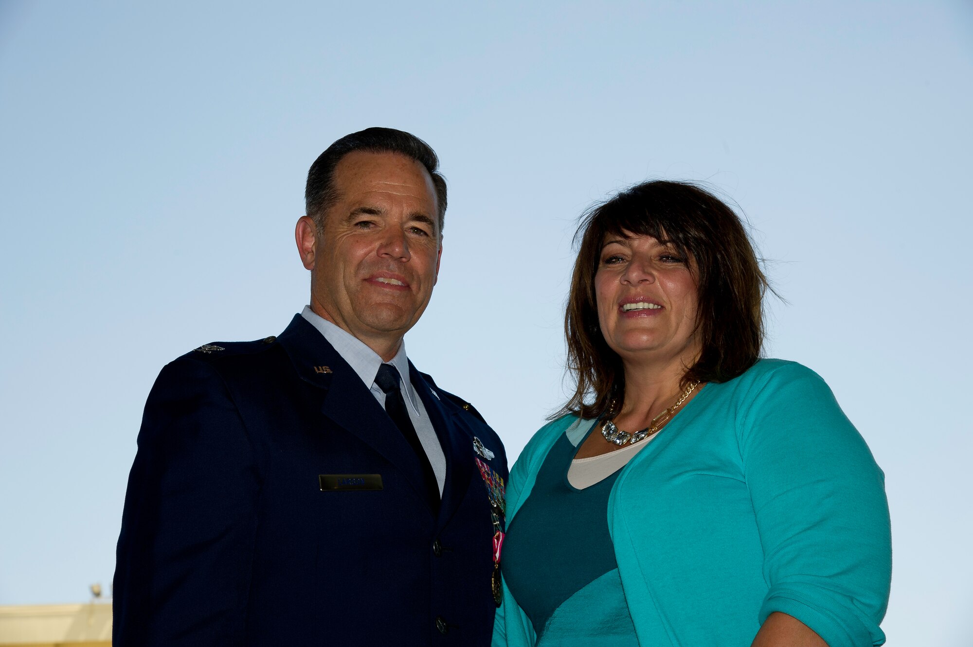 Col Mark Larson's promotion and farewell on July 21. (U.S. Air Force photo by Staff Sgt. Matthew Smith) 

