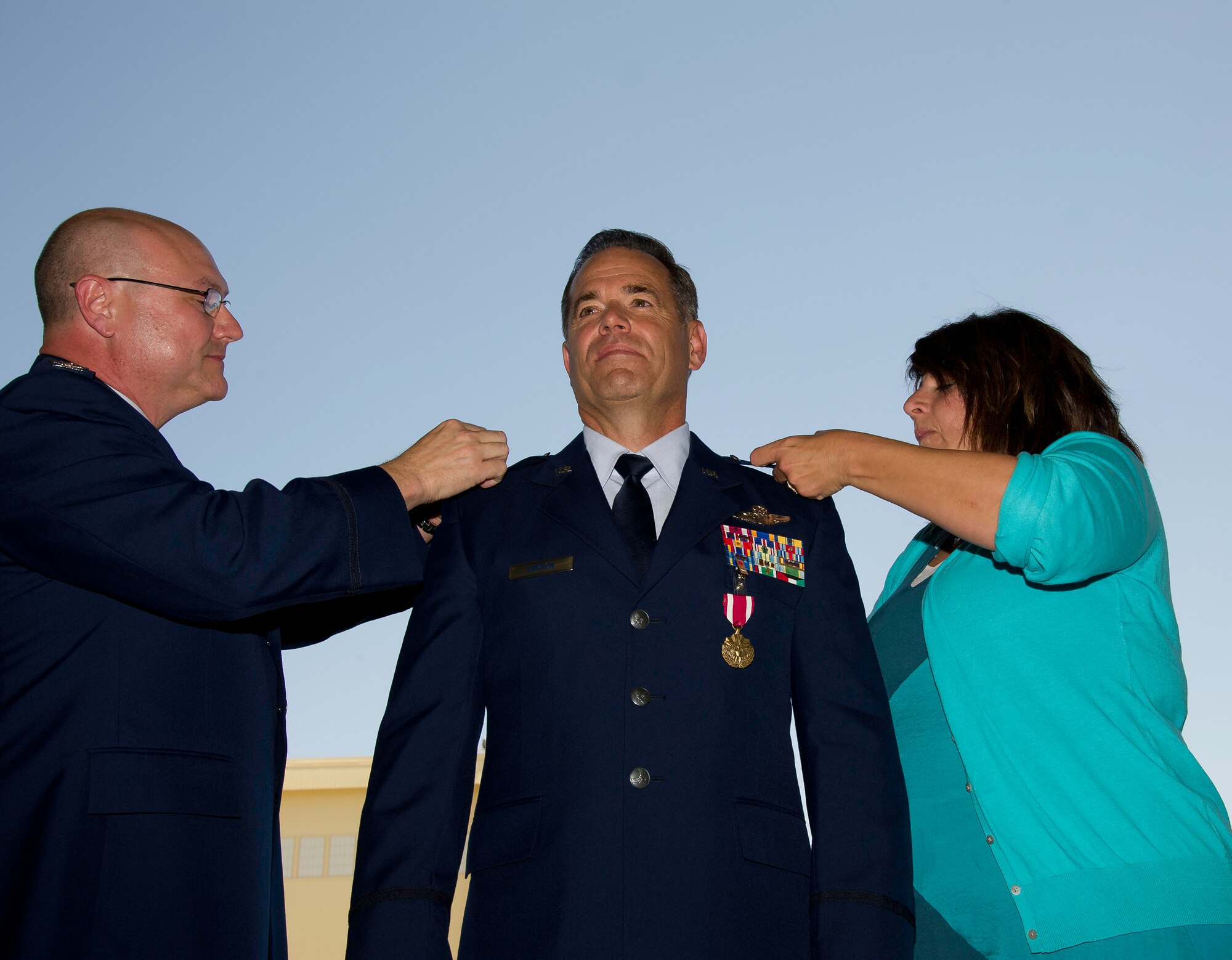 Col Mark Larson's promotion and farewell on July 21. (U.S. Air Force photo by Staff Sgt. Matthew Smith) 

