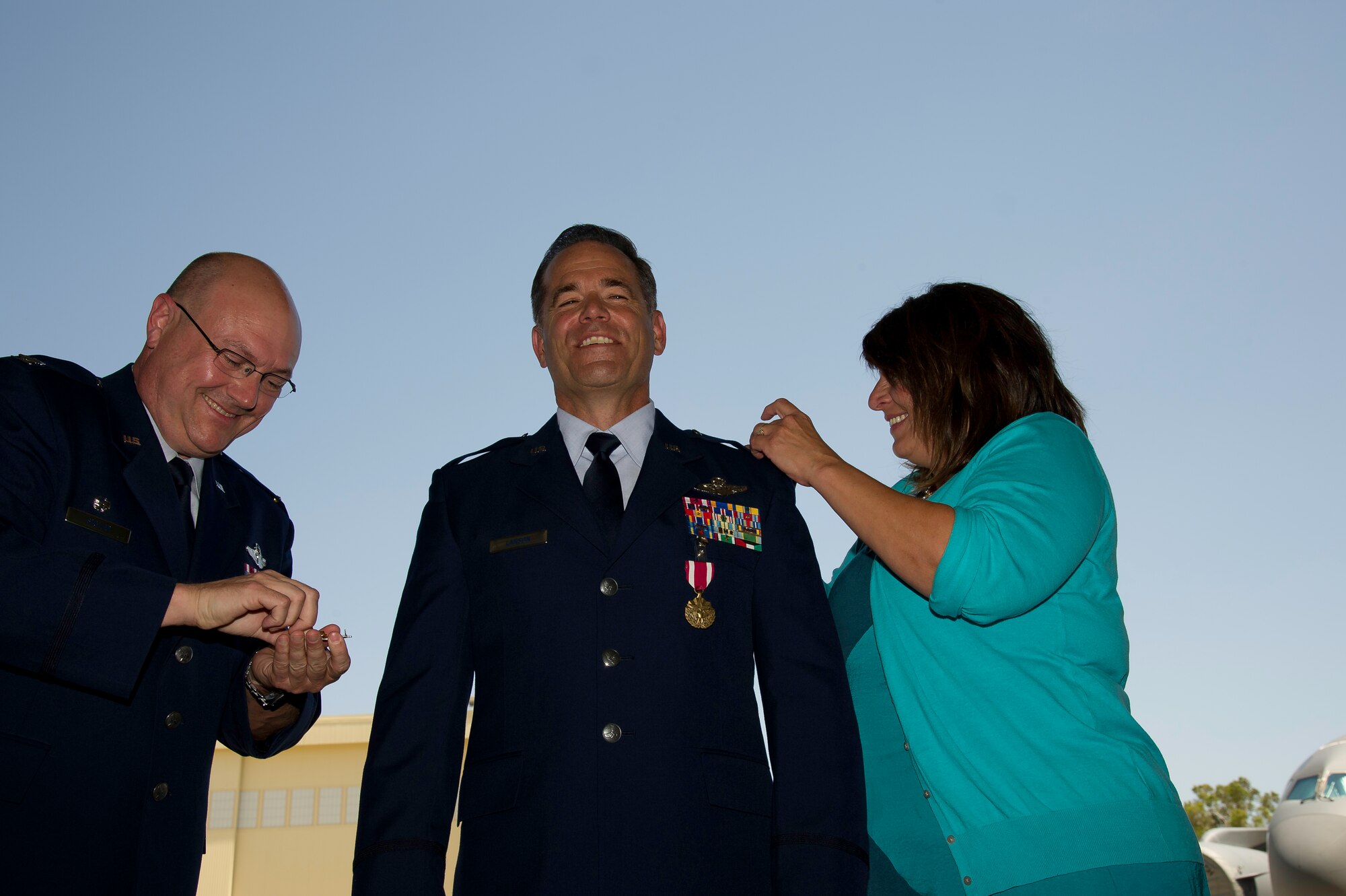 Col Mark Larson's promotion and farewell on July 21. (U.S. Air Force photo by Staff Sgt. Matthew Smith) 

