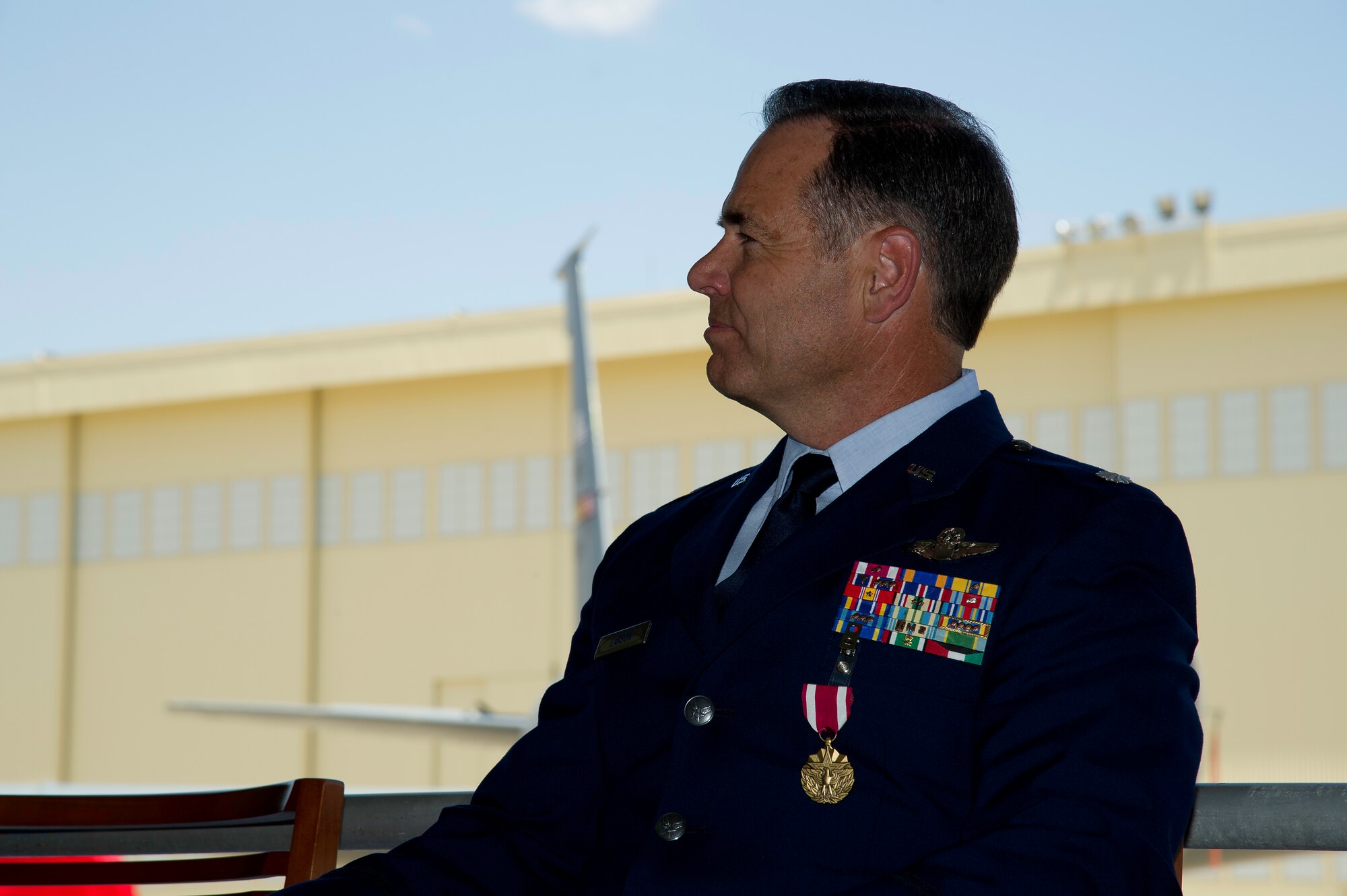 Col Mark Larson's promotion and farewell on July 21. (U.S. Air Force photo by Staff Sgt. Matthew Smith) 

