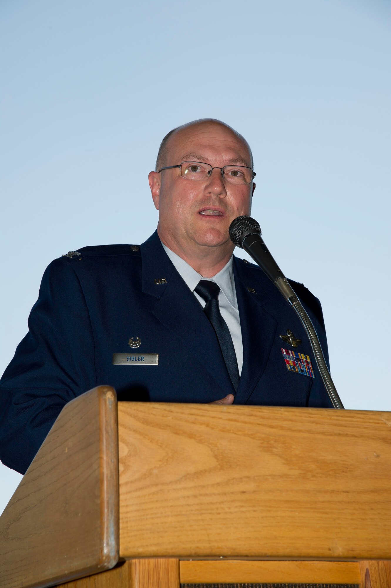Col Mark Larson's promotion and farewell on July 21. (U.S. Air Force photo by Staff Sgt. Matthew Smith) 

