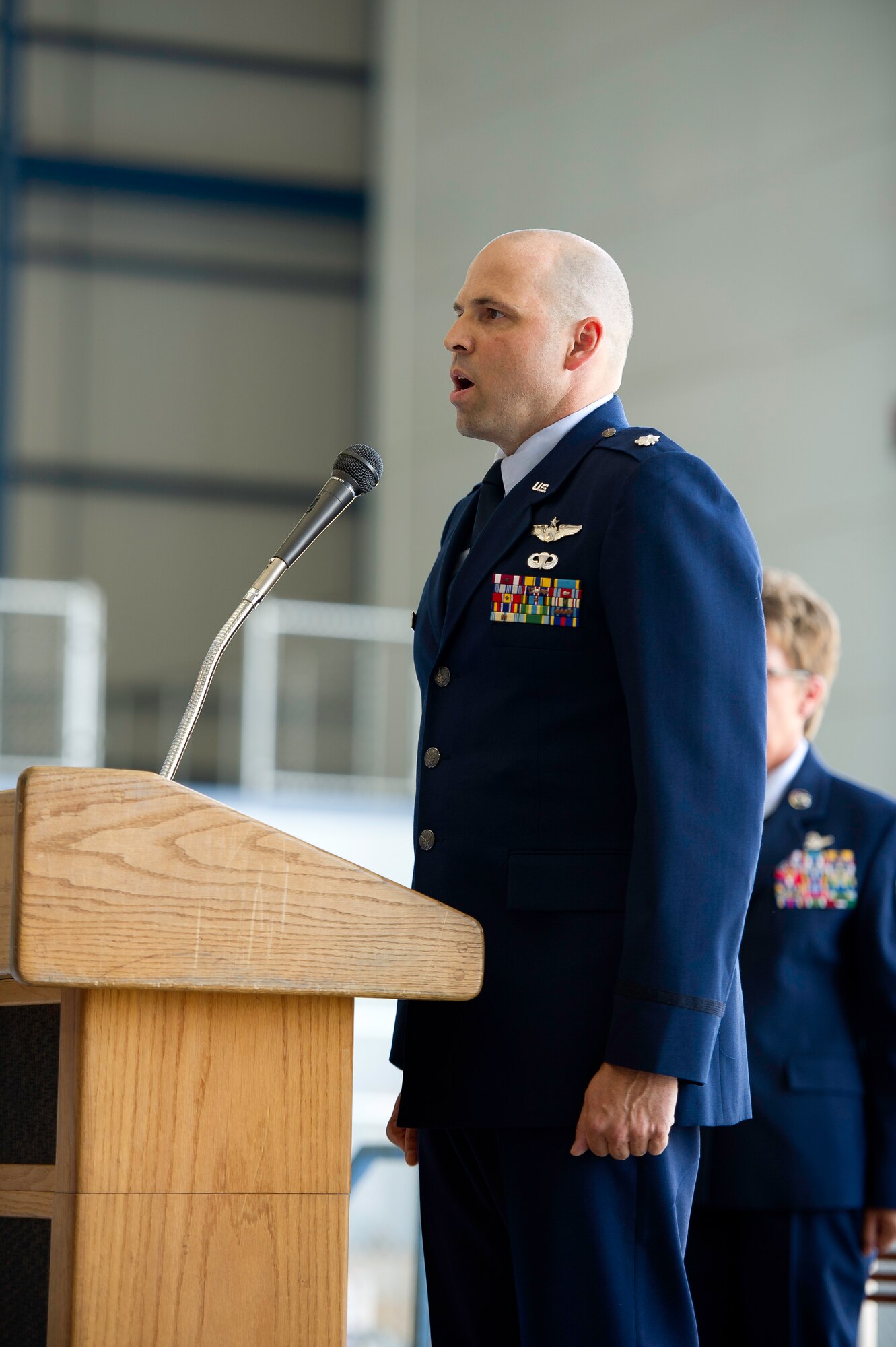 Col Mark Larson's promotion and farewell on July 21. (U.S. Air Force photo by Staff Sgt. Matthew Smith)
