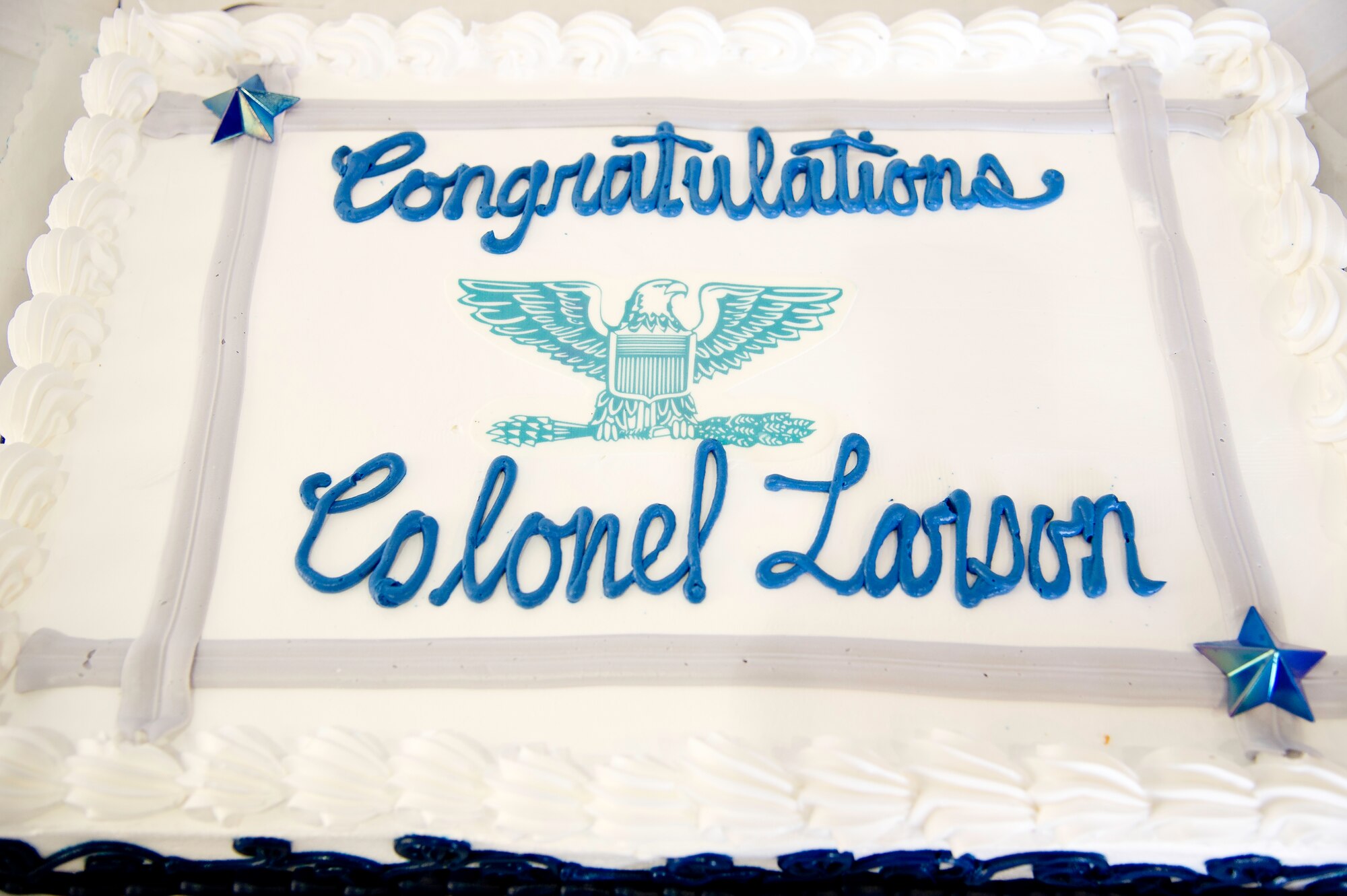 Col Mark Larson's promotion and farewell on July 21. (U.S. Air Force photo by Staff Sgt. Matthew Smith)
