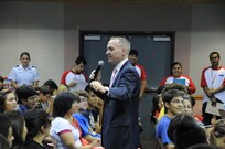 Dr. Todd Fore, Air Force Personnel Center executive director, provides an inspiring speech during the Viva Technology Program at St. Mary's University, San Antonio, TX. July 26. (U.S. Air Force photo by Rich McFadden) 