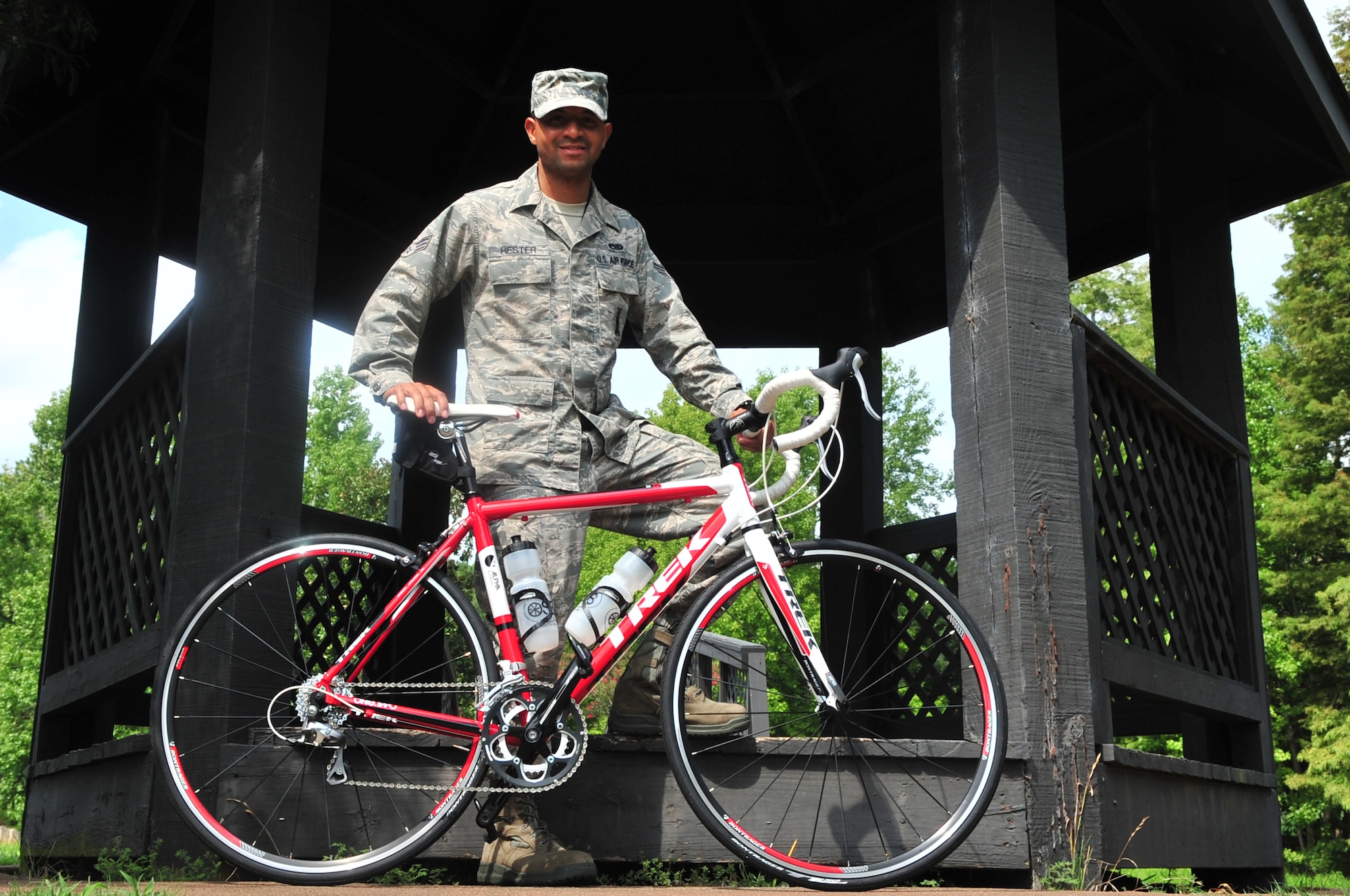 U.S. Air Force Senior Airman Lecedric Hester, 20th Maintenance Operations Squadron weapons standardization squadron lead crew member, poses for a photo at Shaw Air Force Base, S.C., July 30, 2012. Hester is the Shaw Spotlight for the week of July 30 to August 3. (U.S. Air Force photo by Airman 1st Class Ashley L. Gardner/ Released)