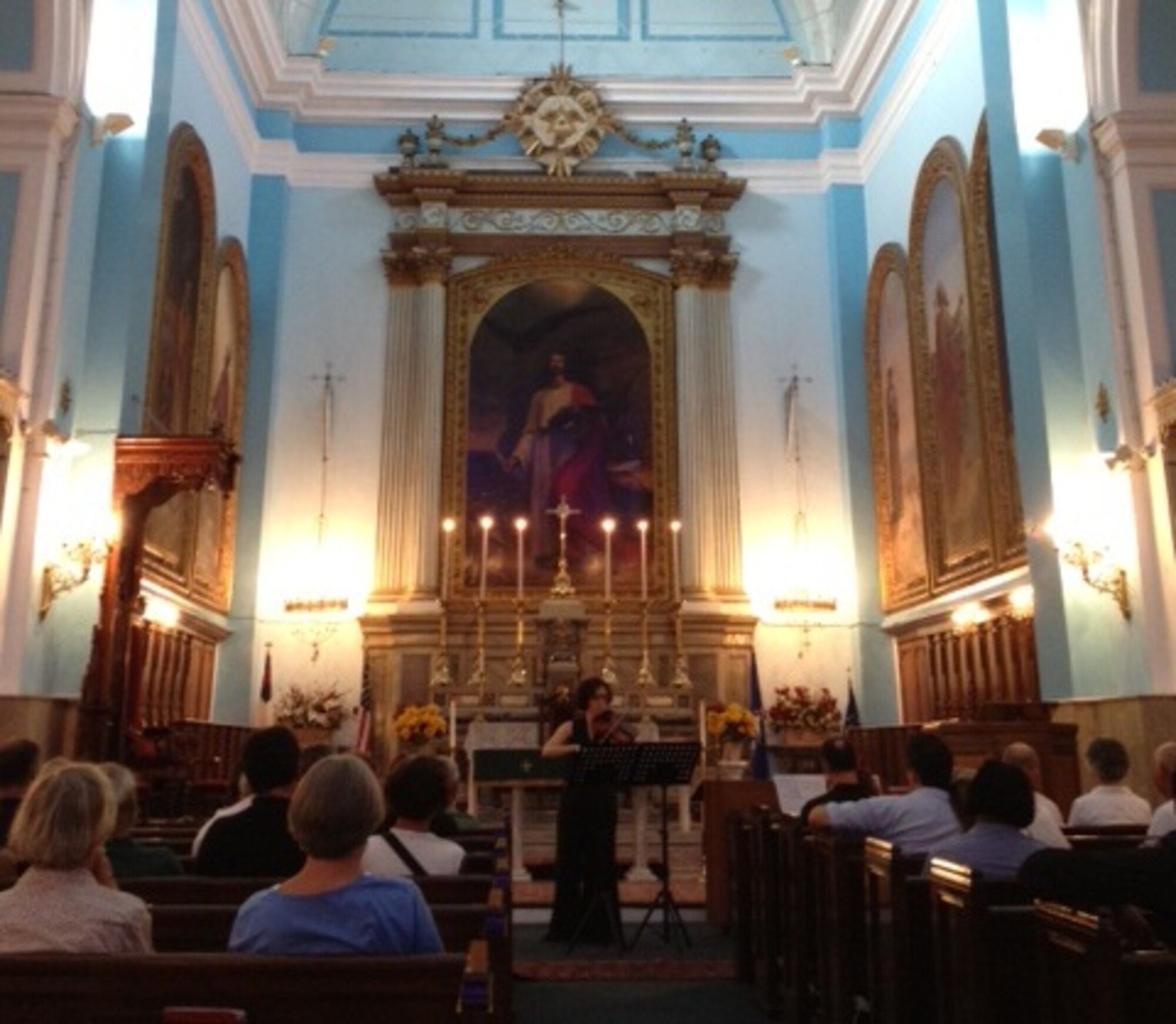 Zehra Sak Brody, a violin instructor and the head of the String Department from Yasar University YUSEM School of Music in Izmir, Turkey, performs during a concert at the Izmir Chapel July 26, 2012. Musicians and faculty members from Yasar University organized the concert to build positive relationships with the Izmir military community. (Courtesy photo by M. Teresa Galler/Released)