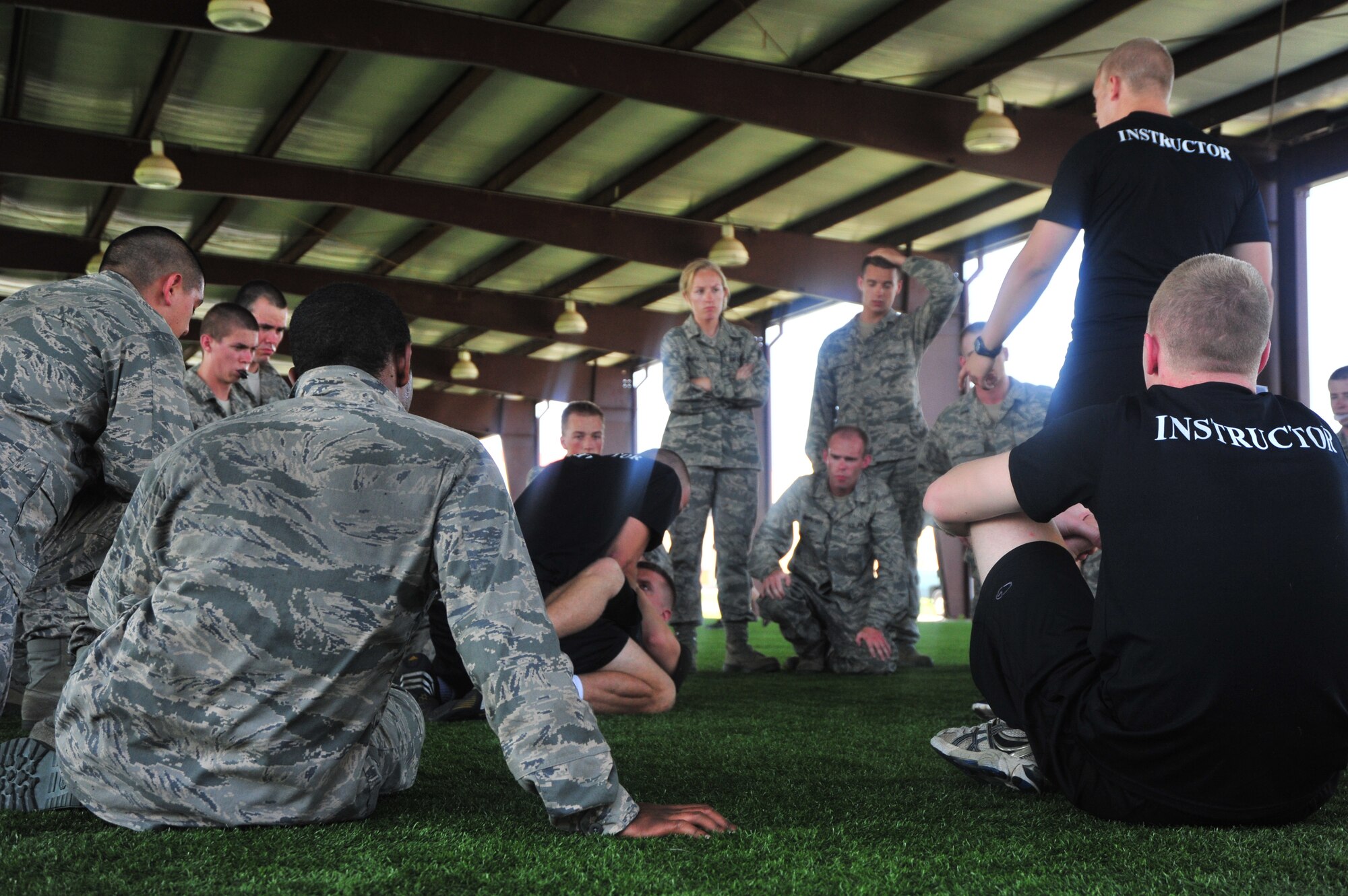 Cadets learn combative skills during their summer field training on May 22. Combative training is part of the rigorous physical expectations placed on cadets during their 28 days at Maxwell. (U.S. Air Force photo by Airman 1st Class William Blankenship)