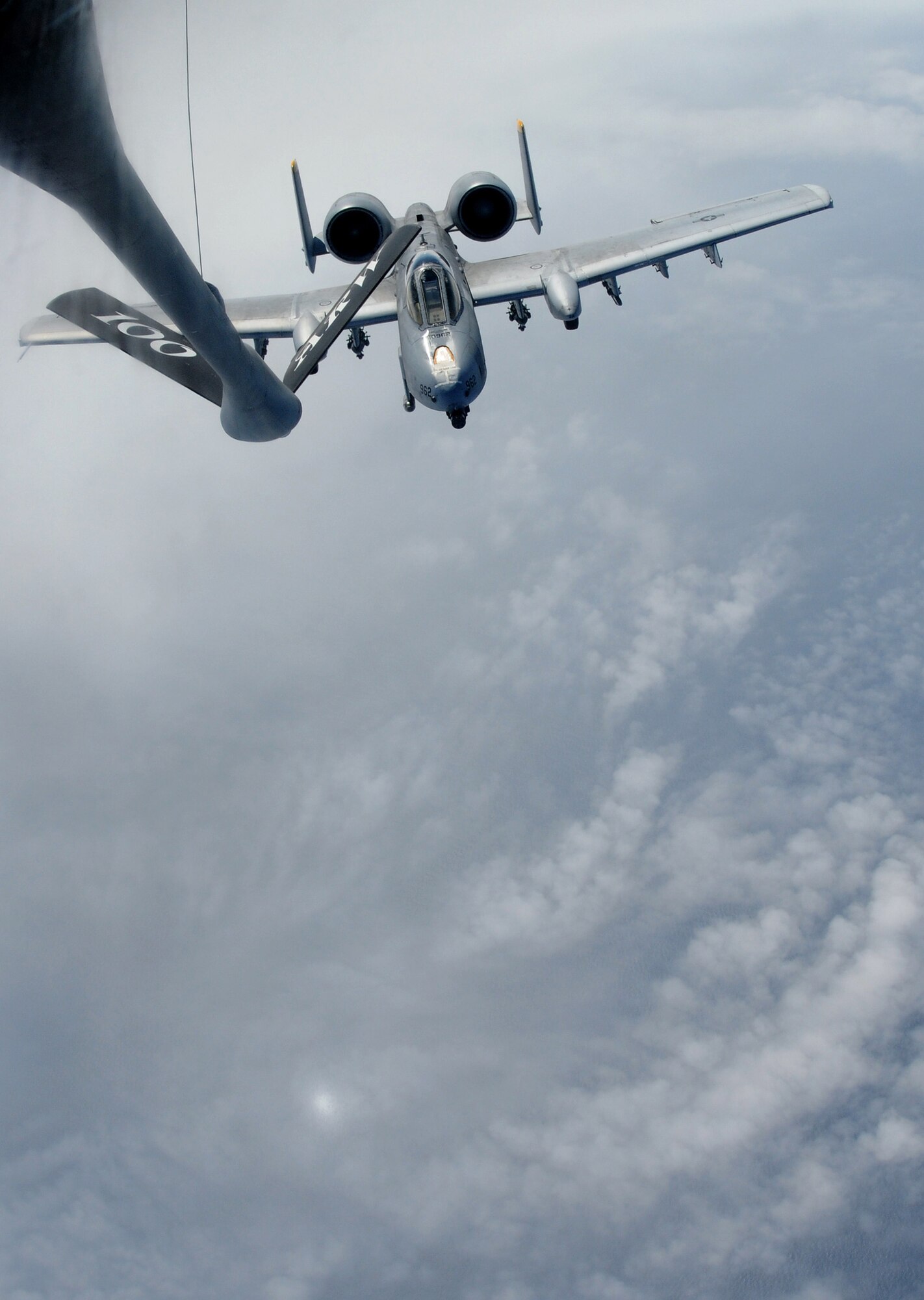 SWEDISH AIR SPACE -- An A-10 Thunderbolt II from Spangdahlem Air Base, Germany, approaches an RAF Mildenhall KC-135 Stratotanker for refueling during Baltic Region Training Event XII May 30, 2012. The NATO exercise included support from several countries including the United States, France, Estonia and Latvia. (U.S. Air Force photo/Staff Sgt. Thomas Trower)