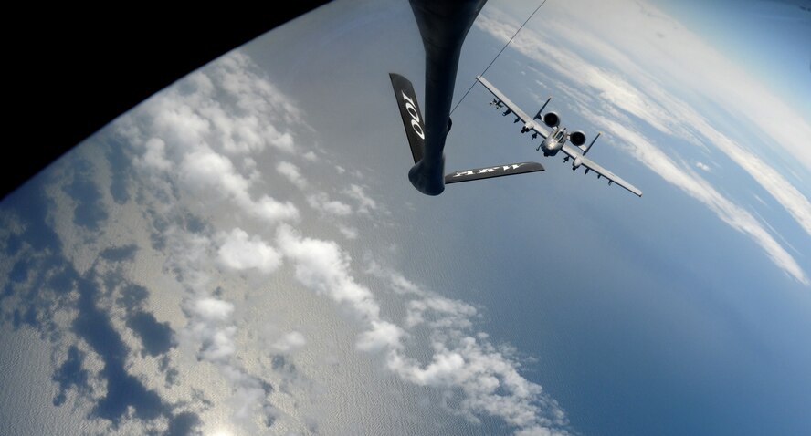 SWEDISH AIR SPACE -- An A-10 Thunderbolt II from Spangdahlem Air Base, Germany, approaches an RAF Mildenhall KC-135 Stratotanker for refueling during Baltic Region Training Event XII May 30, 2012. The NATO exercise included support from several countries including the United States, France, Estonia and Latvia.  (U.S. Air Force photo/Staff Sgt. Thomas Trower)