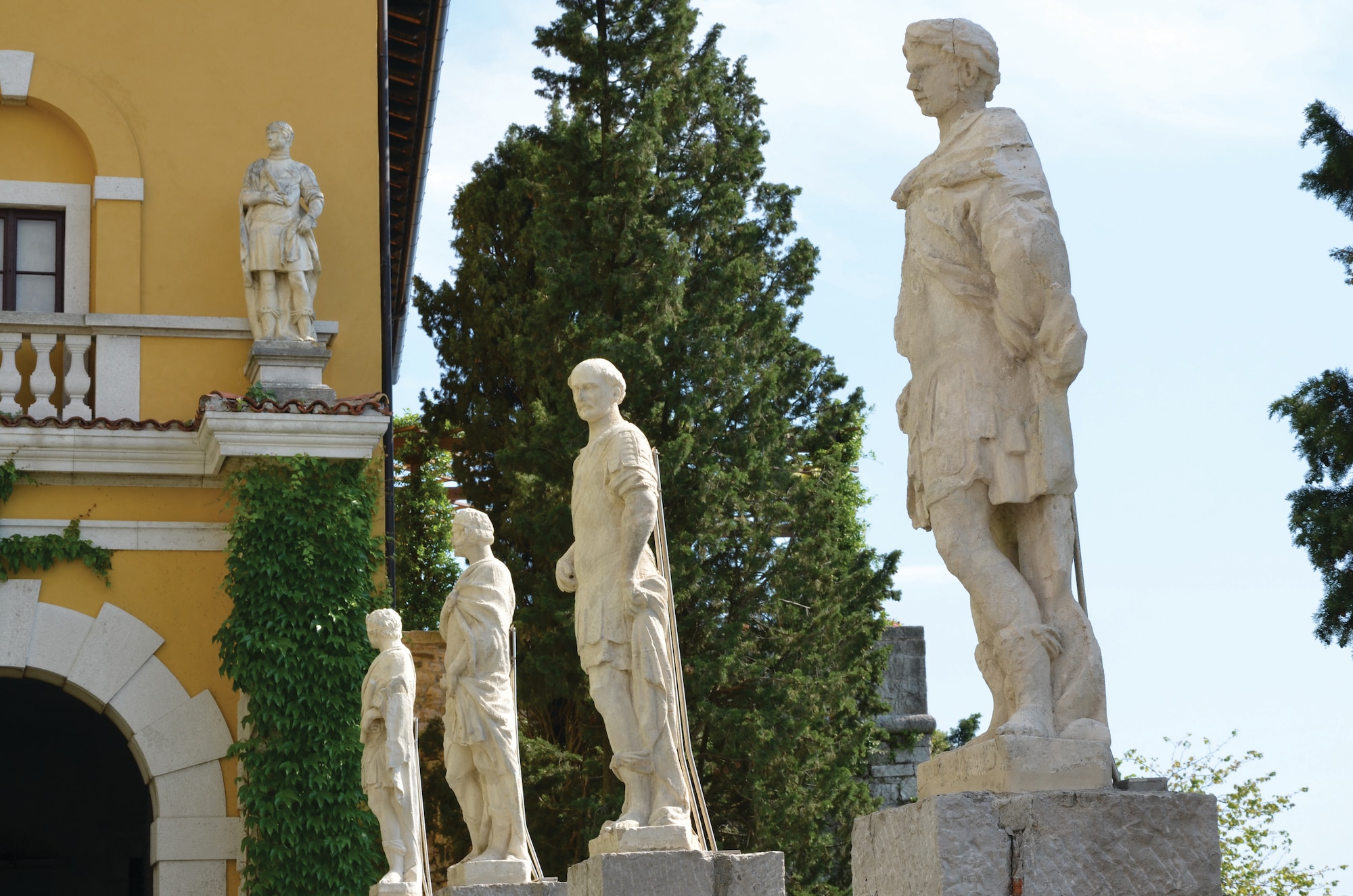 Statues surrounding the entry to Castello di Duino greet the numerous visitors to the 14th century castle.  (U.S. Air Force photo/Capt. Erick Saks)