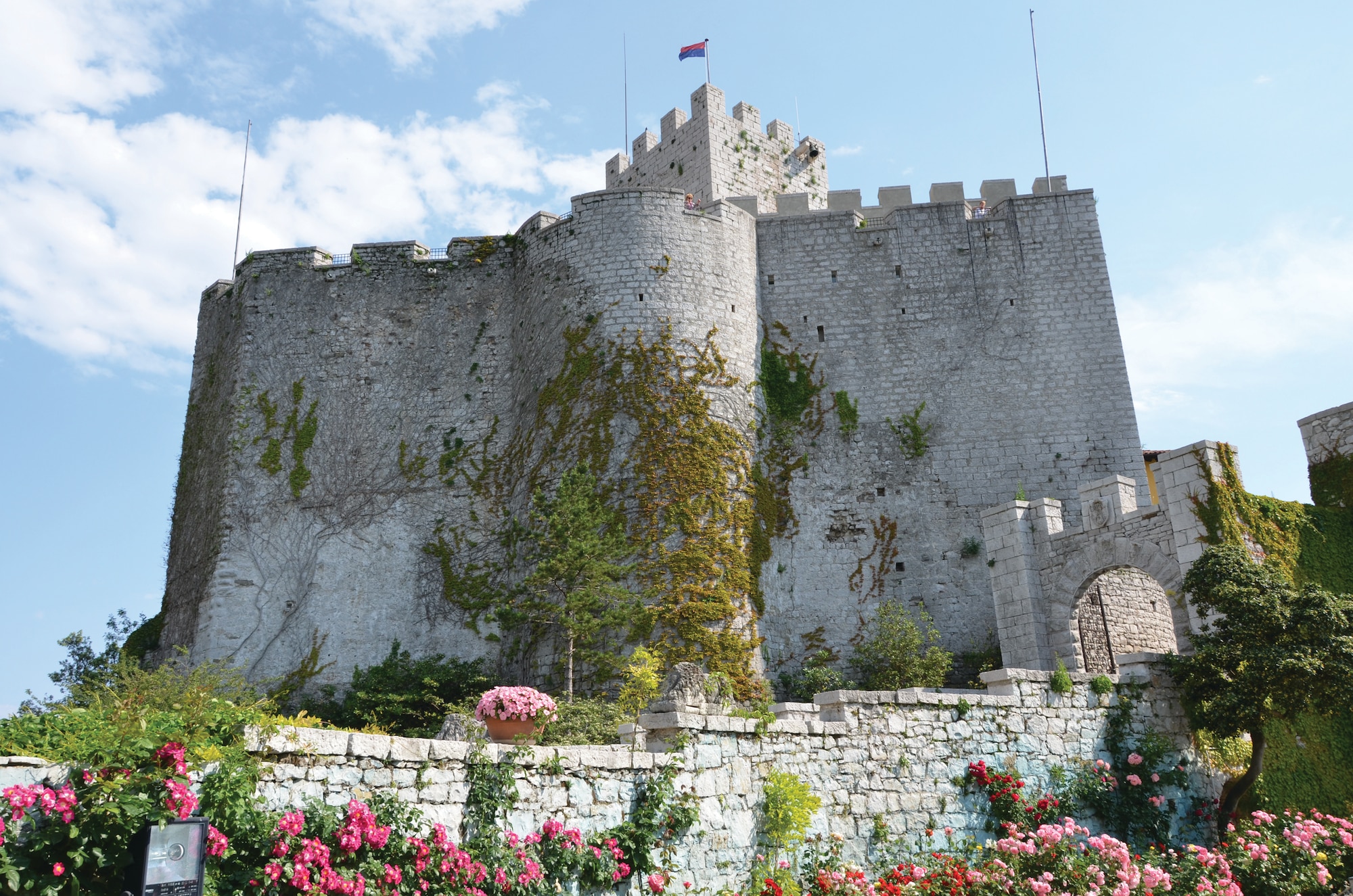 The high walls and perfectly-cut towers of Castello di Duino contribute to the imposing presence of the structure.  (U.S. Air Force photo/Capt. Erick Saks)