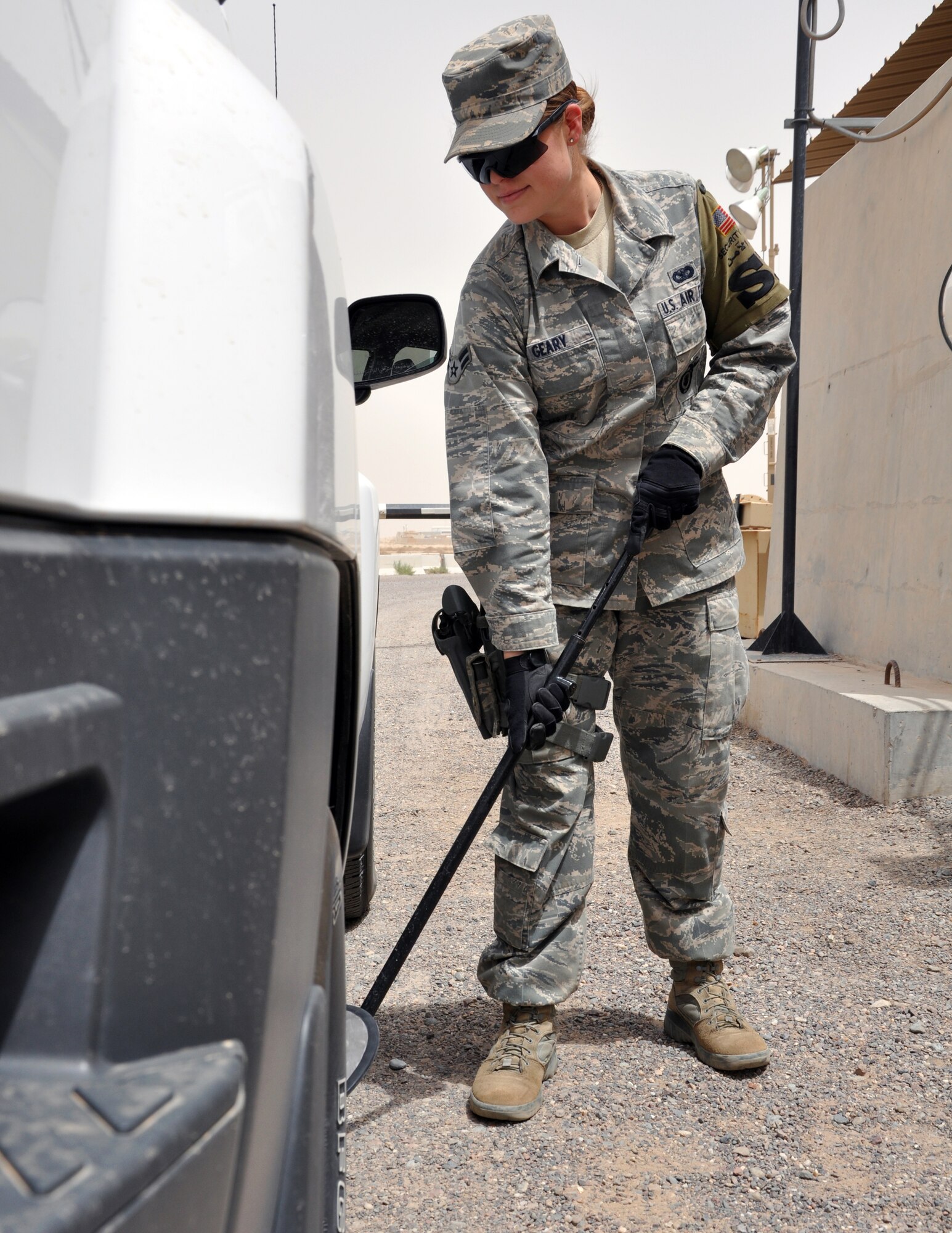 U.S. Air Force Airman 1st Class Diana Geary, 387th Expeditionary Security Forces Squadron Response Force Member, is the 386th Air Expeditionary Wing's Rock Solid Warrior for June 1., 2012. Geary is deployed from the 96th Security Forces Squadron, Eglin Air Force Base, Fla. (U.S. Air Force photo/Tech. Sgt. Stacy Fowler)