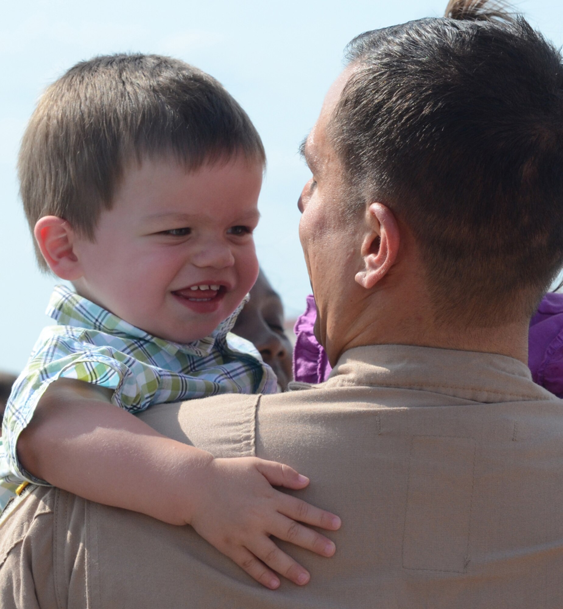 Approximately 60 Reserve Airman from the 920th Rescue Wing, Patrick Air Force Base, Fla. here, were greeted by family members upon their return home June 4th from a deployment that took them to the Horn of Africa in support of ongoing search-and-rescue, and humanitarian relief efforts there. The wing currently has 115 deployed Airmen supporting various ongoing deployments. (U.S. Air Force photo/Capt. Cathleen Snow)