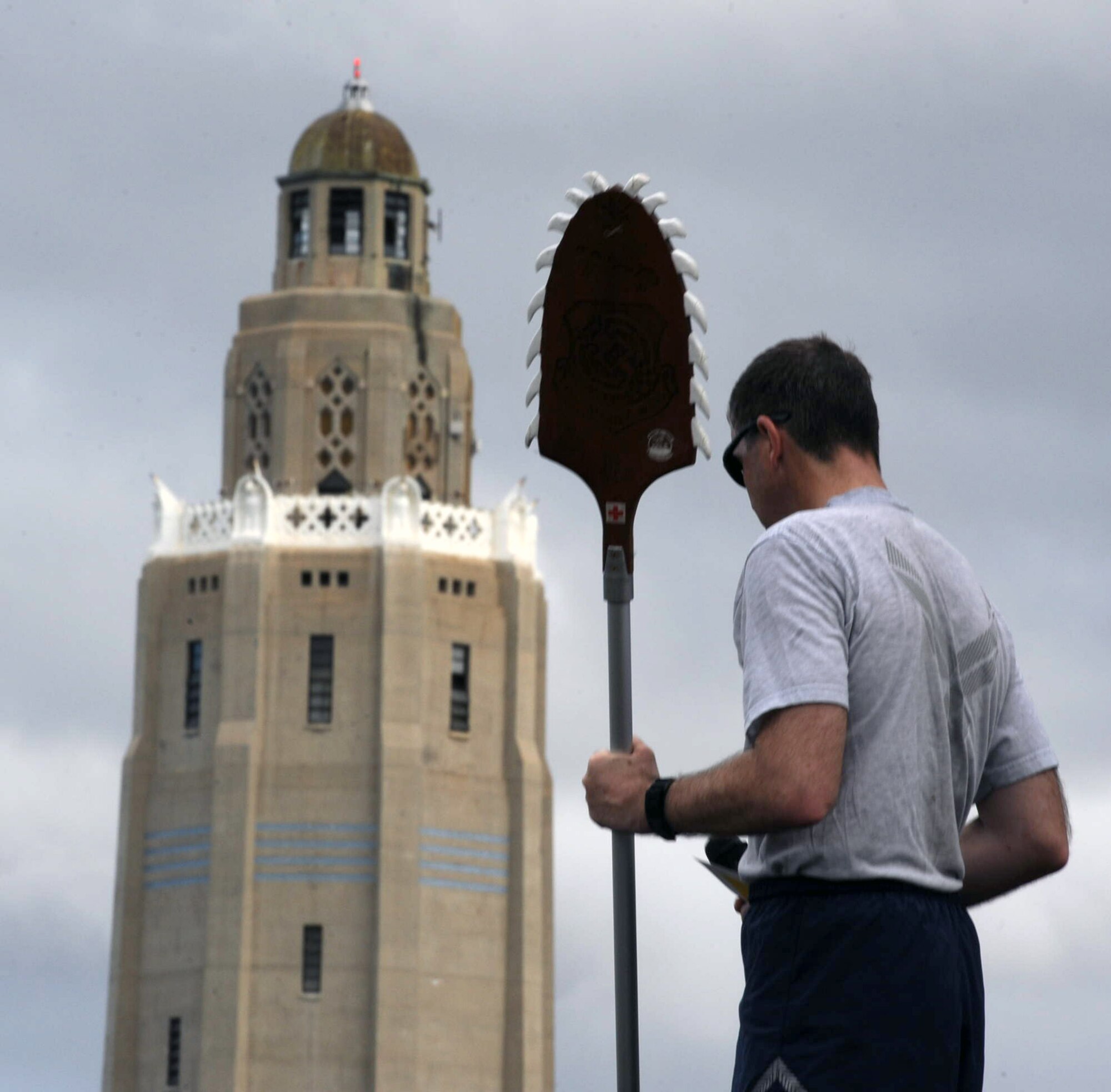 Col. Michael Novotny, 15th Maintenance Group commander, adresses Airmen at the Warrior Run June 1 at Joint Base Pearl Harbor Hickam, Hawaii. While the Warrior Run takes place monthly, this run marked the final time Col. Sam Barrett, 15th Wing commander, and Col. Joe Dague, 15th Wing vice commander, would participate while occupying those positions. (U.S. Air Force photo by Staff Sgt. Nathan Allen)