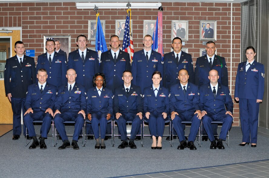 McGHEE TYSON AIR NATIONAL GUARD BASE, Tenn. - Airman Leadership School Class 12-4, A-Flight, gathers at the I.G. Brown Training and Education Center here, May 14, 2012.  (Air National Guard photo by Master Sgt. Kurt Skoglund/Released)