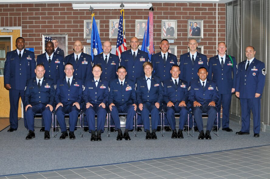 McGHEE TYSON AIR NATIONAL GUARD BASE, Tenn. - NCO Academy Class 12-5, G-Flight, gathers at the I.G. Brown Training and Education Center here, May 14, 2012.  (Air National Guard photo by Master Sgt. Kurt Skoglund/Released)