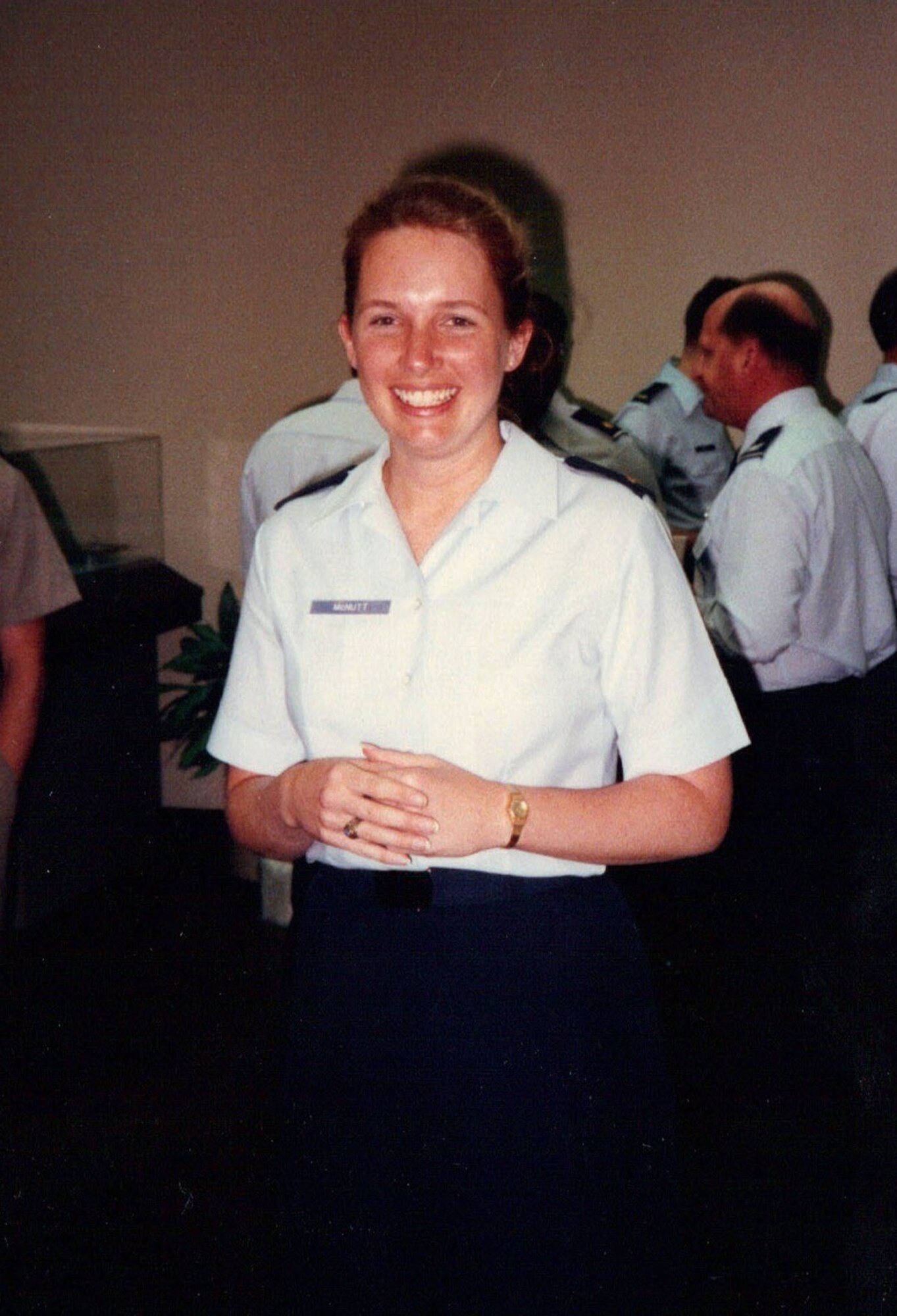 HANSCOM AIR FORCE BASE, Mass. - In the 1989-1990 timeframe, then-2nd Lt Stacy McNutt at a Joint STARS Program Office function. Now a colonel and preparing to retire from the Air Force, McNutt says finishing her career at Hanscom brings it "full circle."  (Courtesy photo)