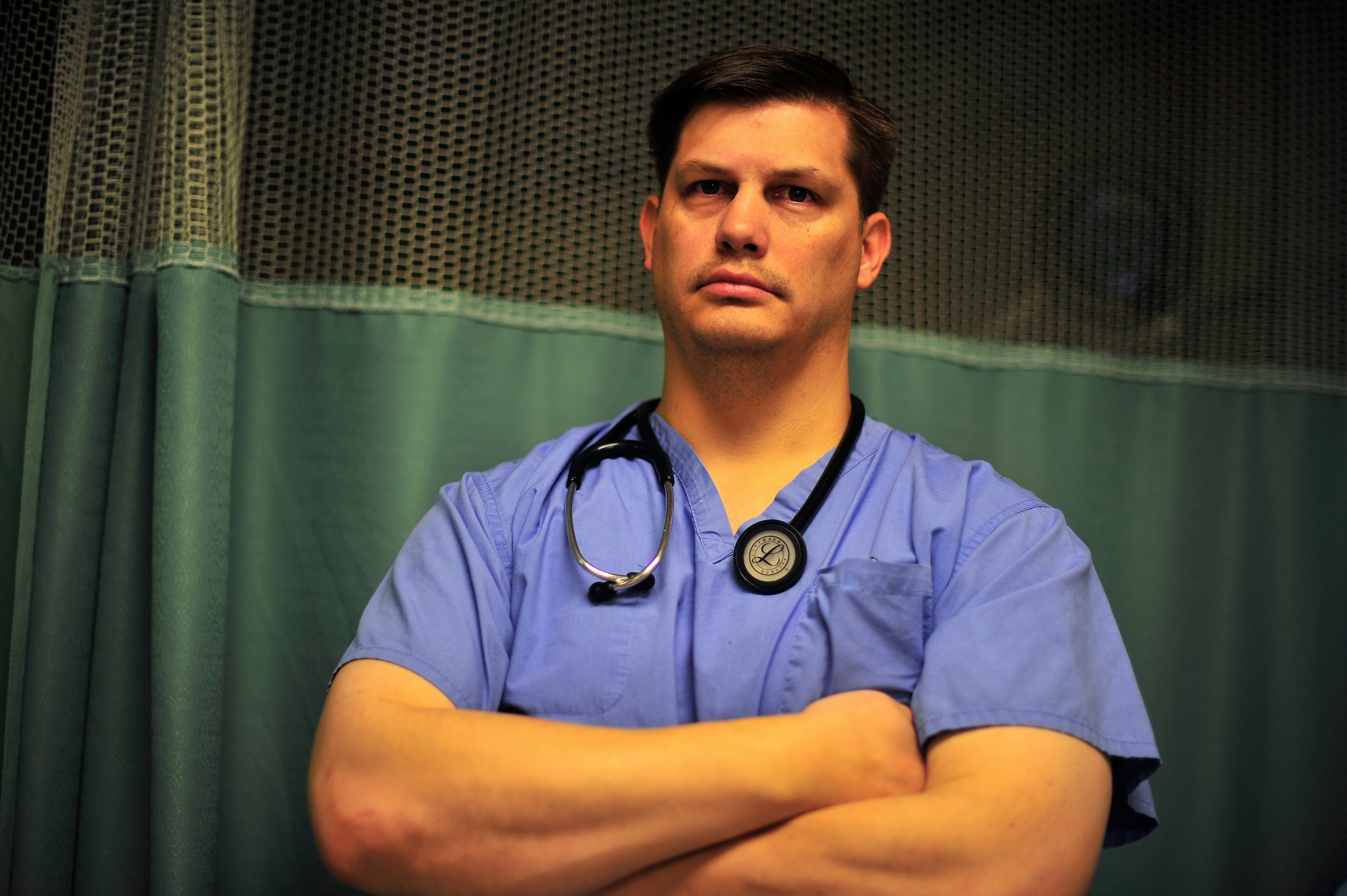 U.S. Air Force Dr. (Maj.) Roy Johnson, Craig Joint-Theater Hospital flight commander of the emergency room department, of one of the largest and best-equipped trauma facilities in Afghanistan,June 1, 2012. Dr. Johnson is  deployed from Wright-Patterson Air Force Base, Ohio.(U.S. Air Force photo/Staff Sgt. Clay Lancaster)