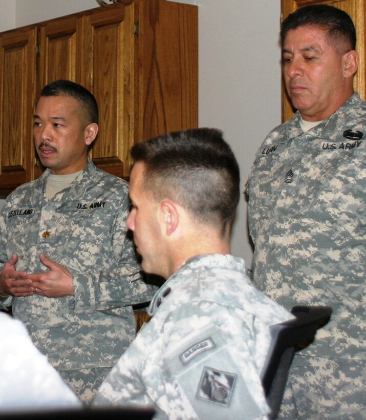 Major Castellano talks about the Warriors in Transition at the District’s staff meeting.