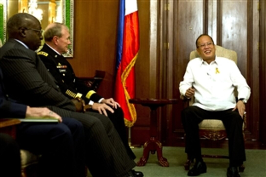 Philippines President Benigno S. Aquino III meets with U.S. Army Gen. Martin E. Dempsey, chairman of the Joint of the Chiefs of Staff, and U.S. Ambassador to the Philippines Harry K. Thomas Jr. in Manila, Philippines, June 4, 2012. 