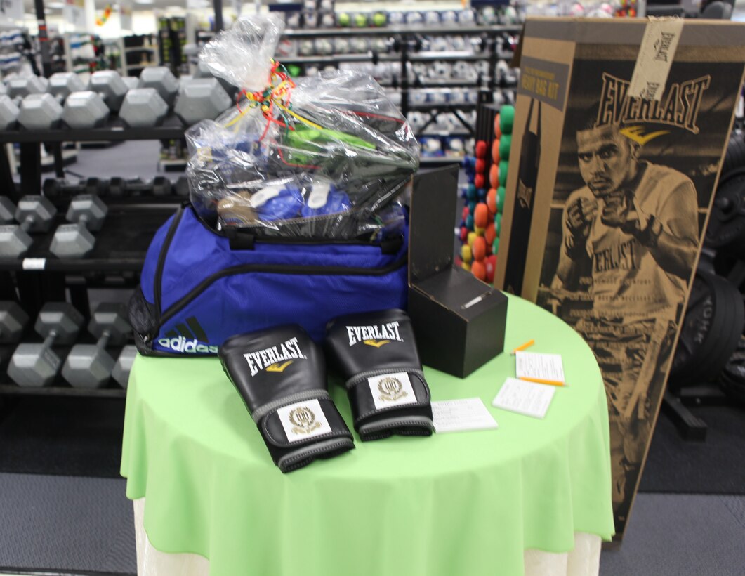 The Marine Corps Exchange's Health and Fitness week included giveaways such this gymbag filled with fitness and boxing gear. Many vendors took advantage of the event to showcase and give samples of their products at the MCX aboard Marine Corps Base Camp Lejeune, May 25. 