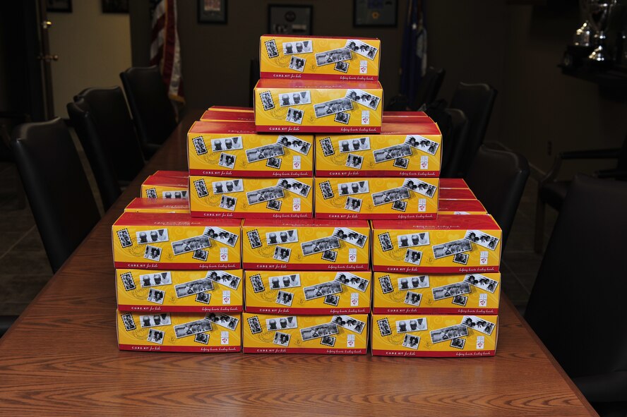 Boxes filled with medical supplies sit ready for shipment at Luke Air Force Base, Ariz., May 31, 2012. Members of the 56th Security Forces have collected over $3,000 worth of medical supplies for distribution to developing countries. (U.S. Air Force photo by Staff Sgt. Jason Colbert)