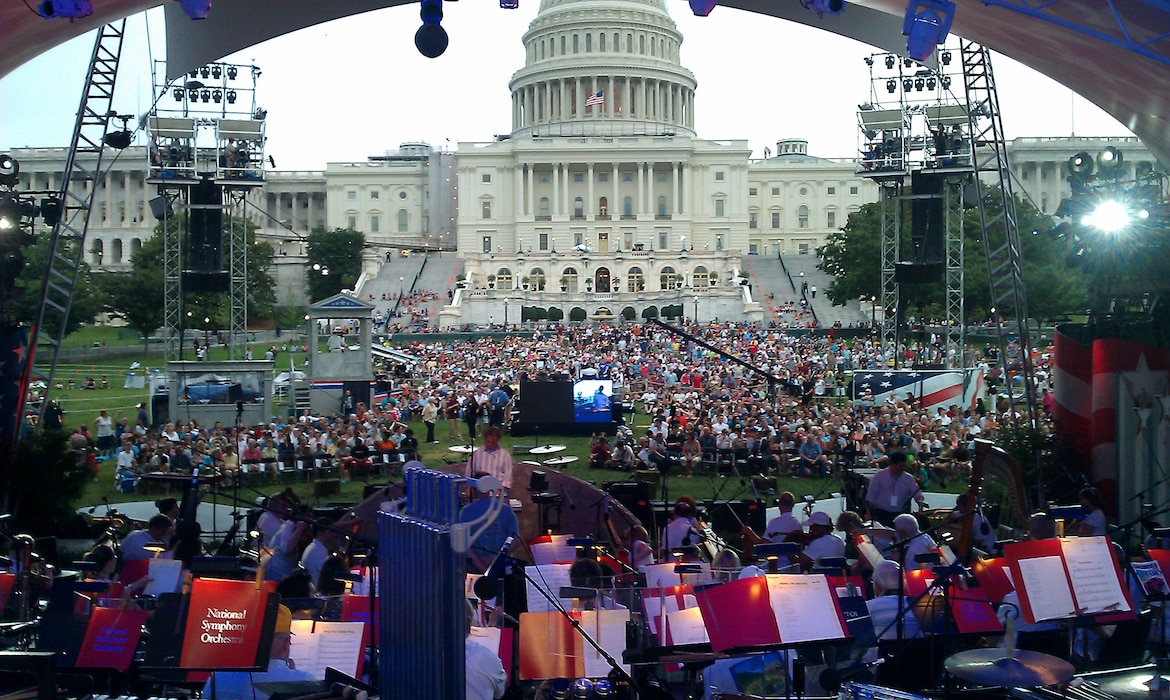 A shot of the crowd from the stage at the dress rehearsal of the National Symphony Orchestra's Memorial Day concert on the West Lawn of the Capitol. (AF Photo by Master Sgt. Janice Carl)