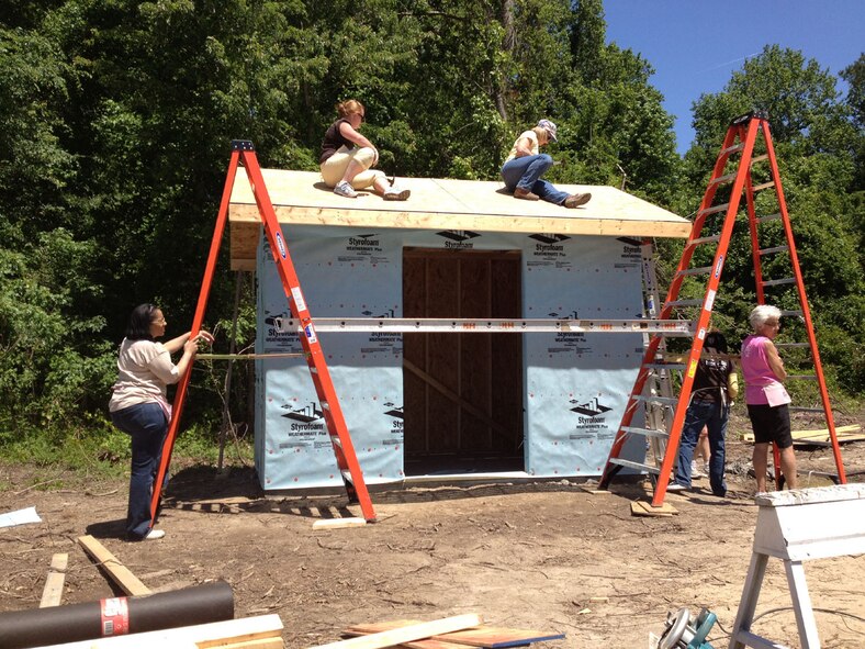 Female Airmen from across Seymour Johnson Air Force Base supported the 2012 Women Build event sponsored by Habitat for Humanity in May. (USAF courtesy photo)