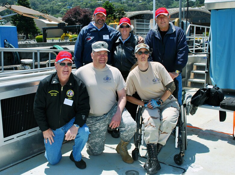 SAN FRANCISCO, Calif. -- U.S. Army Corps of Engineers San Francisco District Commander Lt. Col. Torrey DiCiro (center), hosted several wounded warriors for some recreational therapy aboard The Dillard, one of the San Francisco District's vessels, May 29. The group toured the San Francisco Bay, saw famous engineering icons including the Golden Gate Bridge and Alcatraz and learned about the district's many missions, including keeping the bay navigable and safe.
