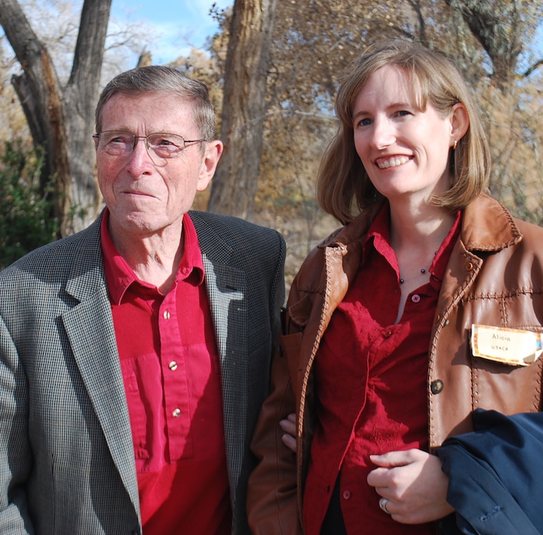 Senator Pete Domenici and District Project Manager Alicia Austin Johnson met after the ceremony to talk about the details of the project.  