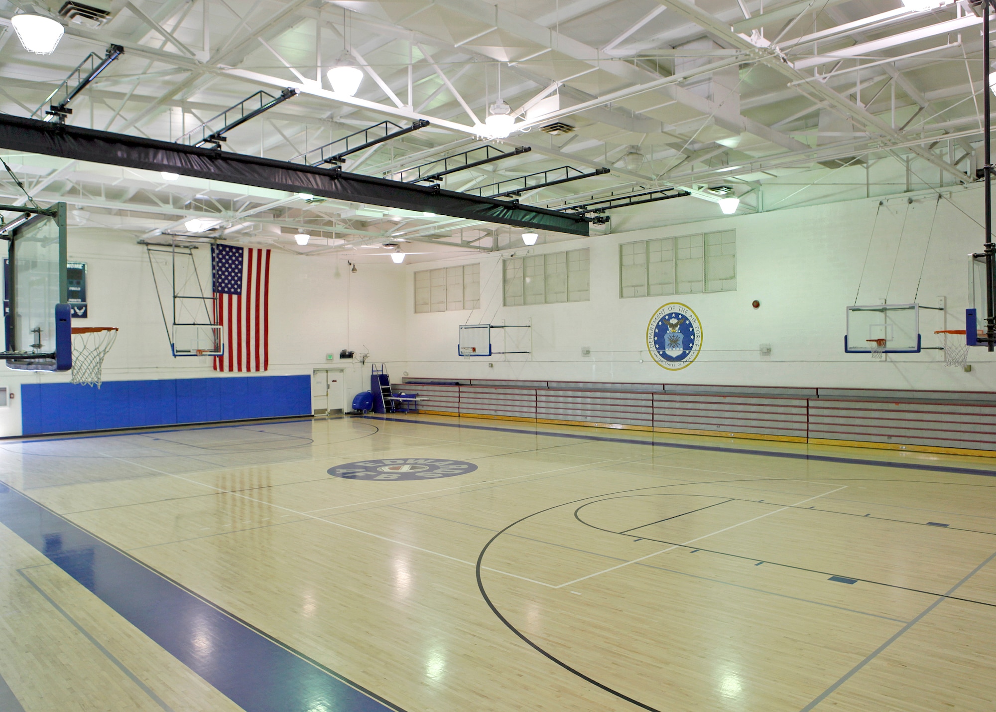 View of the newly-renovated gym area in the Rosburg Fitness Center. The gym is just one of the many areas in the main fitness center that were upgraded as part of the final installment in a series of minor upgrades to fitness center facilities at Edwards Air Force Base, Calif.  (U.S. Air Force photo by Jet Fabara)