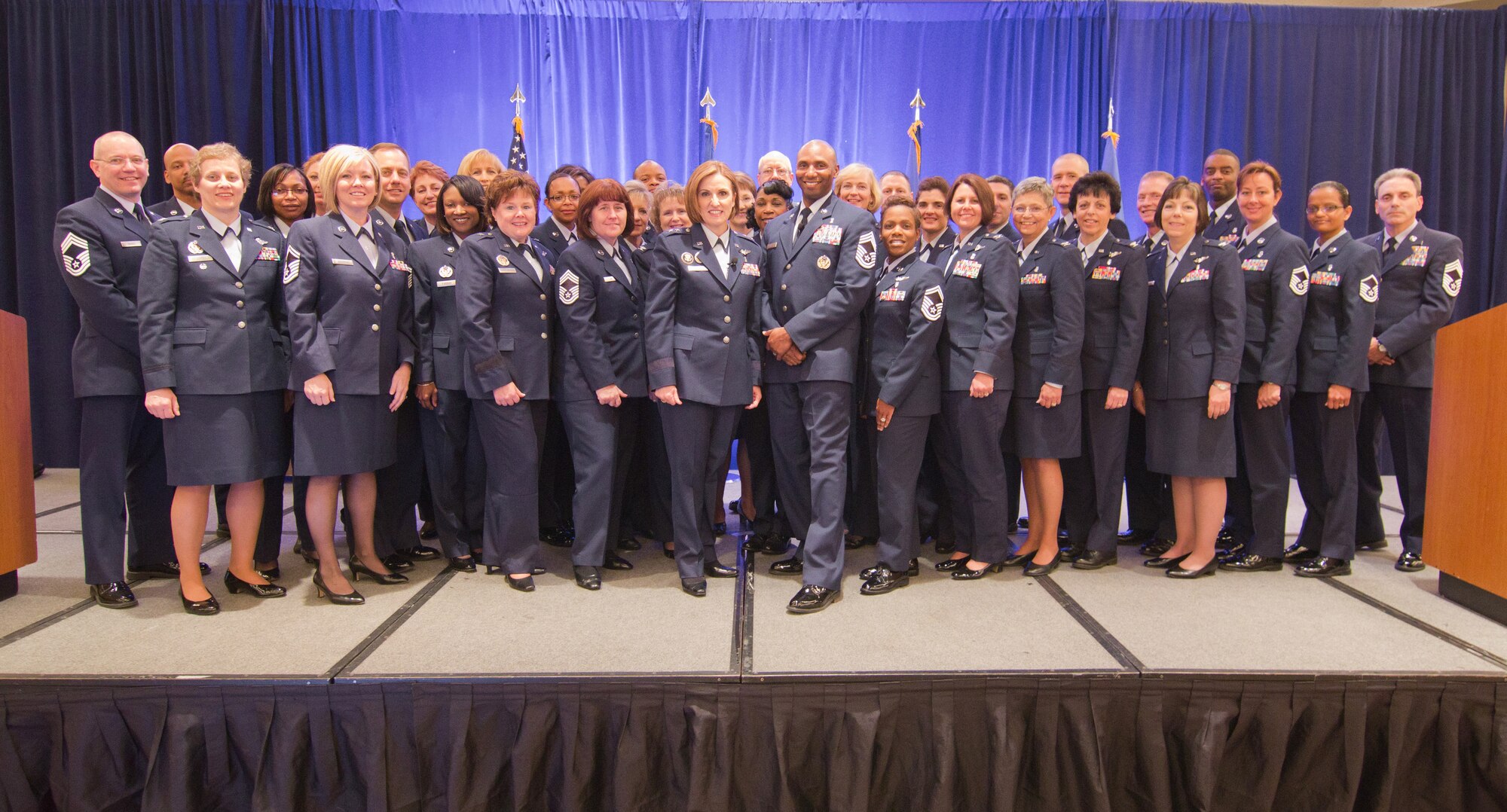Air Force Nursing Services leaders from the Active Duty, Air National Guard and Reserve components met during the 15th annual Executive Leadership Symposium and workshop on Apr. 24, 2012. The theme is Back to Basics: The Art and Science of Nursing. (Photo by 1st Lt. Mark Pomerleau) 