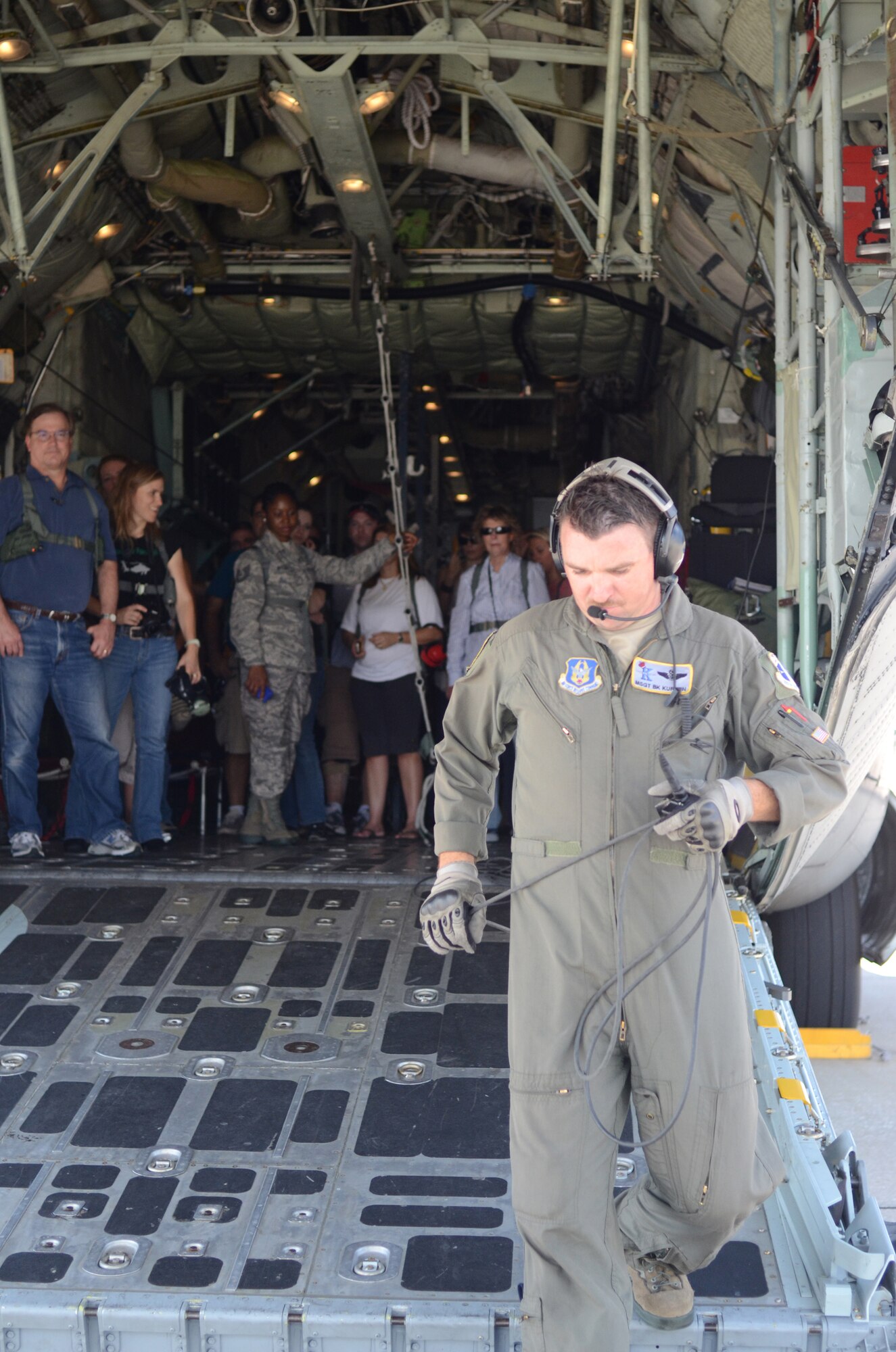 Spouses and civilian employers of 920th Rescue Wing Reserve members from Patrick Air Force Base, Fla., were treated to orientation flights on wing combat-search-and-rescue aircraft: the HH-60G Pave Hawk helicopter or the HC-130P/N King refueling aircraft. There were 165 spouses and employers who flew June 2. Members of the Air Force Reserve could not serve their nation without the flexibility and support of their civilian employers  and spouses. The orientation flights help to educate them on the mission of the 920th RQW and their role in the nation's defense. (U.S. Air Force photo/Senior Airman Natasha Dowridge)
