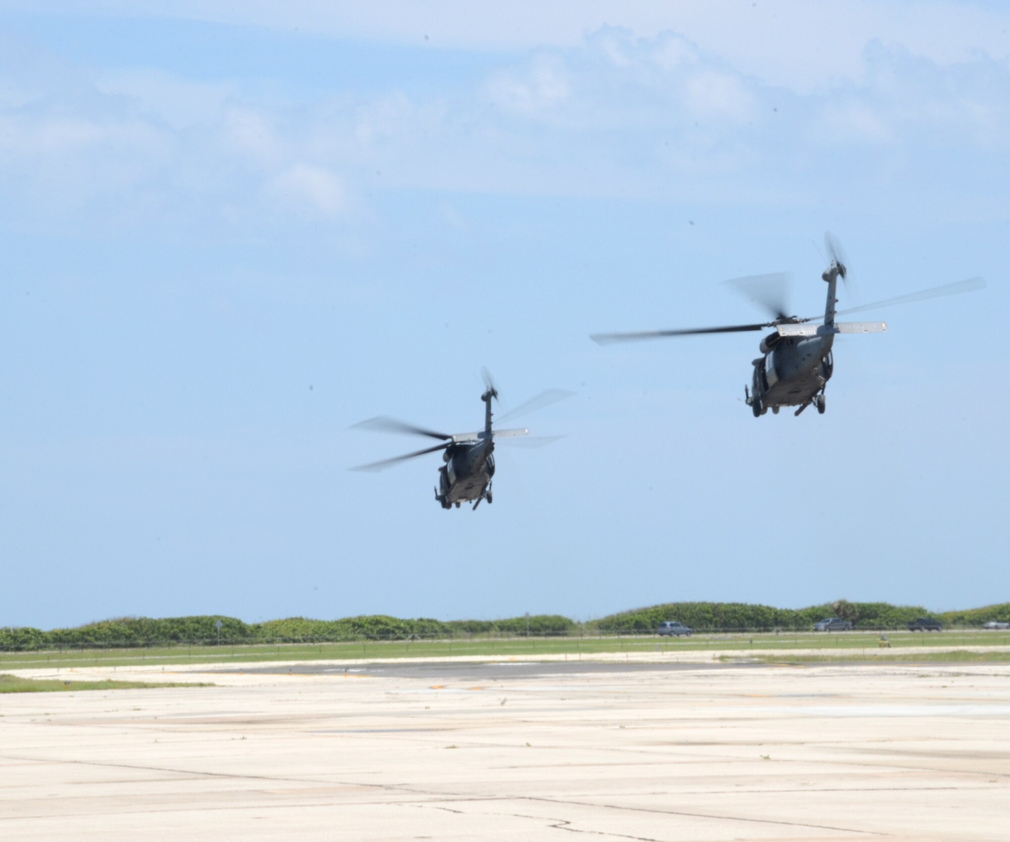 Spouses and civilian employers of 920th Rescue Wing Reserve members from Patrick Air Force Base, Fla., were treated to orientation flights on wing combat-search-and-rescue aircraft: the HH-60G Pave Hawk helicopter or the HC-130P/N King refueling aircraft. Their flight took them from PAFB north along Cocoa Beach, over Port Canaveral, Cape Canaveral Air Force Station, Kennedy Space Center, then south back to the base. There were 165 spouses and employers who flew June 2. Members of the Air Force Reserve could not serve their nation without the flexibility and support of their civilian employers  and spouses. The orientation flights help to educate them on the mission of the 920th RQW and their role in the nation's defense. (U.S. Air Force photo/Staff Sgt. Anna-Marie Wyant)