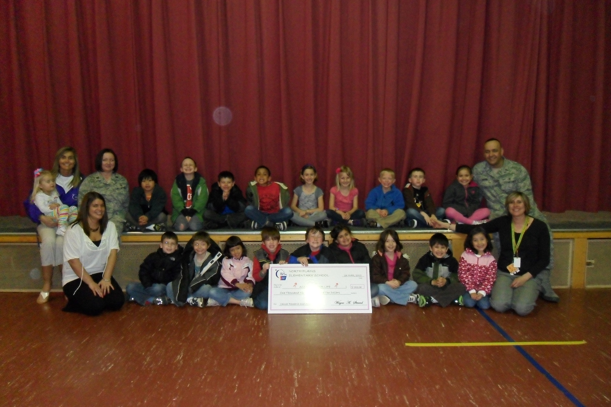 MINOT AIR FORCE BASE, N.D. -- Mrs. Richardson's 1st grade class crowned 2012 "Penny War" champions during the North Plains Elementary School's third Annual Penny War Competition which was held in support of the fight against cancer. (Courtesy photo)

