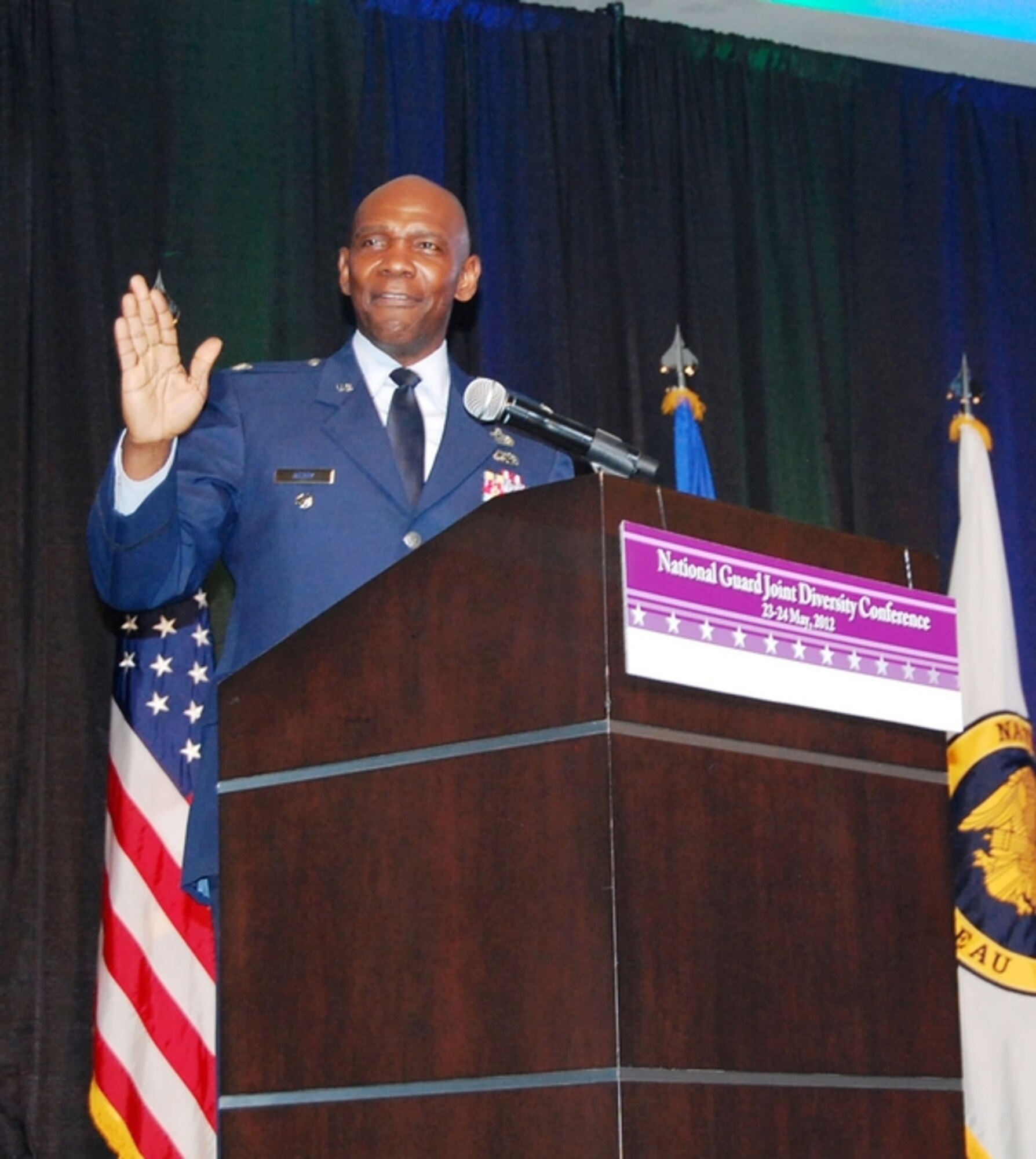 The Nevada Air Guard's Col. Ondra Berry, special assistant for diversity and special adviser to Gen. Craig McKinley, chief of the National Guard Bureau, addresses hundreds at the Diversity Conference in Reno.