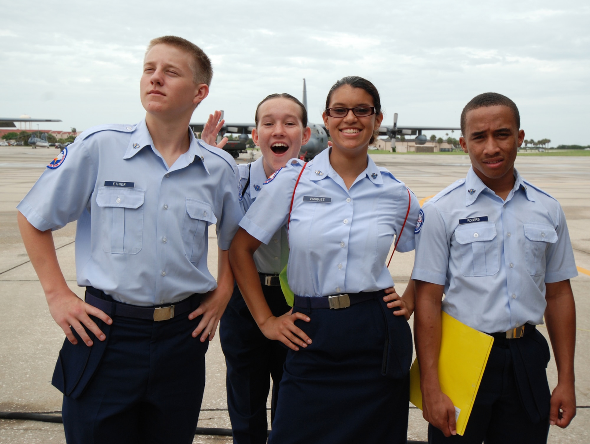 Eighty Air Force cadets, among the best of the best, of different Junior Reserve Officer Training Corps units from four local Brevard County High Schools, spent a week at Patrick Air Force Base, Fla. learning about the Air Force. On June 7 they toured 920th Rescue Wing combat-search-and-rescue aircraft, and learned about its mission during a brief given by Col. Rob Ament, the 920th RQW vice wing commander. (U.S. Air Force photo/Capt. Cathleen Snow)