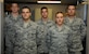 From left to right: Senior Airman Carl Free, Airman 1st Class Travis Yannell, Airman 1st Class Norbert Dudzic, Airman 1st Class Eli Cordy and Senior Airman Michael Wells, members of the 744th Communications Squadron's Airman Motivation Program (AMP), pose for a photo May 9 inside Building 1539. AMP encourages Andrews' base populous to seek self improvement through activities that foster teamwork, physical fitness and unit camaraderie. (U.S. Air Force photo/Senior Airman Lindsey A. Porter)
