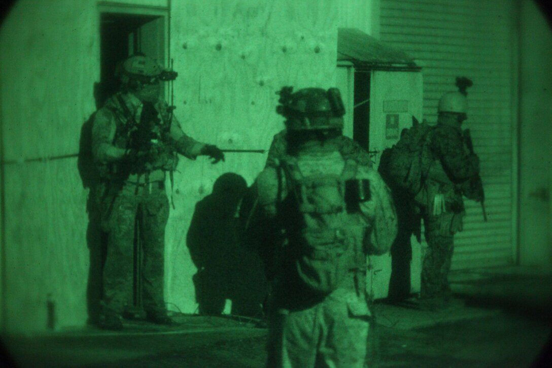 Marines with 3d Marine Special Operations Battalion, U.S. Marine Corps Forces, Special Operations Command, conduct predeployment training in South Carolina., May 22 to 24. During the training the Marines conducted counterinsurgency (COIN) operations.
