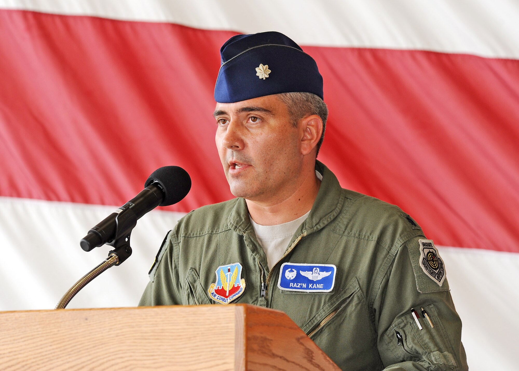 Lieutenant Colonel Christian Kane took command of the 83rd Fighter Weapons Squadron from Lt. Col. Britt Hurst, during a change of command ceremony Friday, June 8. (U.S. Air Force photo by Lisa Norman)