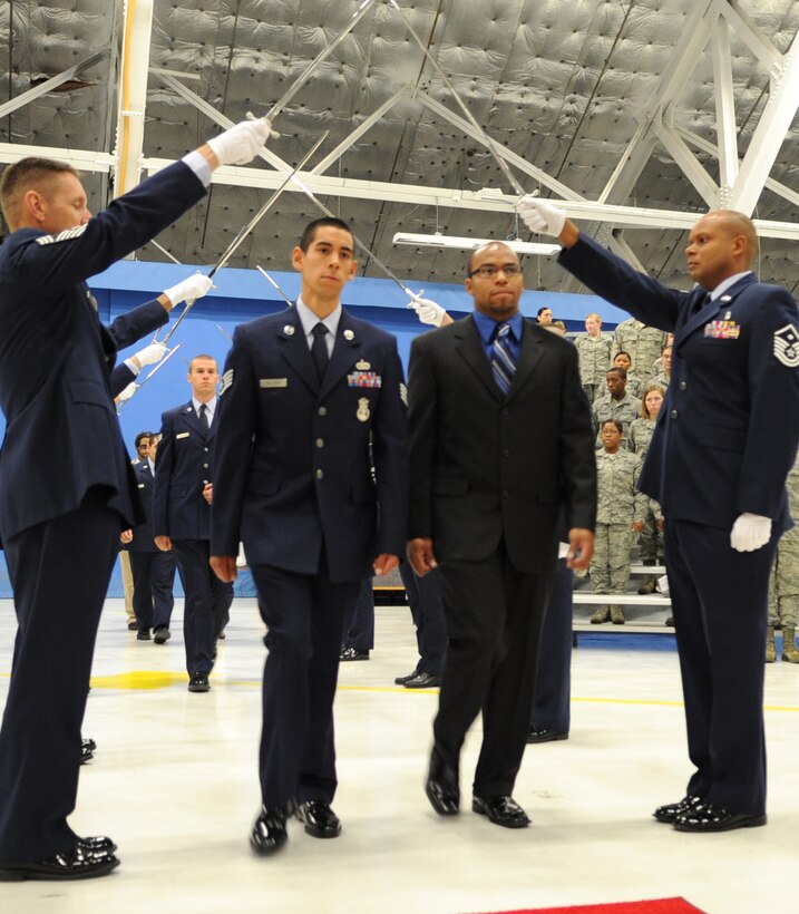 Honored guests arrive at Chief Master Sgt. Anthony Brinkley's retirement ceremony June 8, 2012.  Chief Brinkley served more than 28 years in the Air Force and was Command Chief for the 11th Wing and Joint Base Andrews.  (U.S. Air Force Photo by Staff Sgt. Torey Griffith)