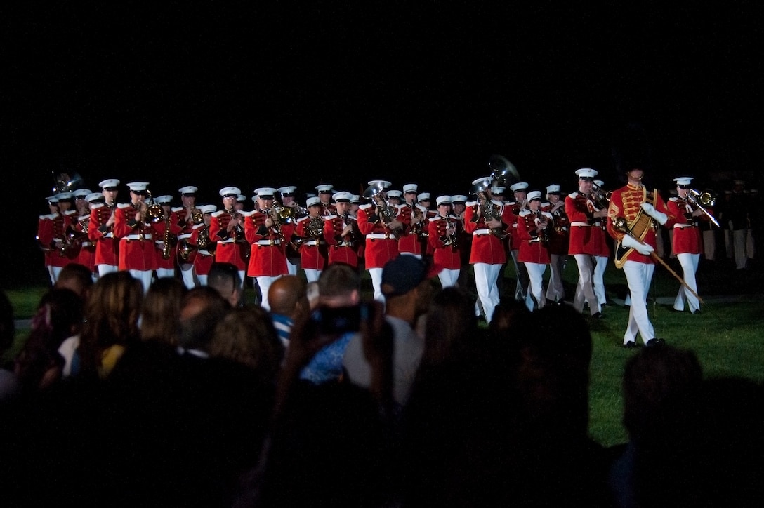 The U.S. Marine Band performs during a Friday Evening Parade at Marine Barracks Washington June 8.