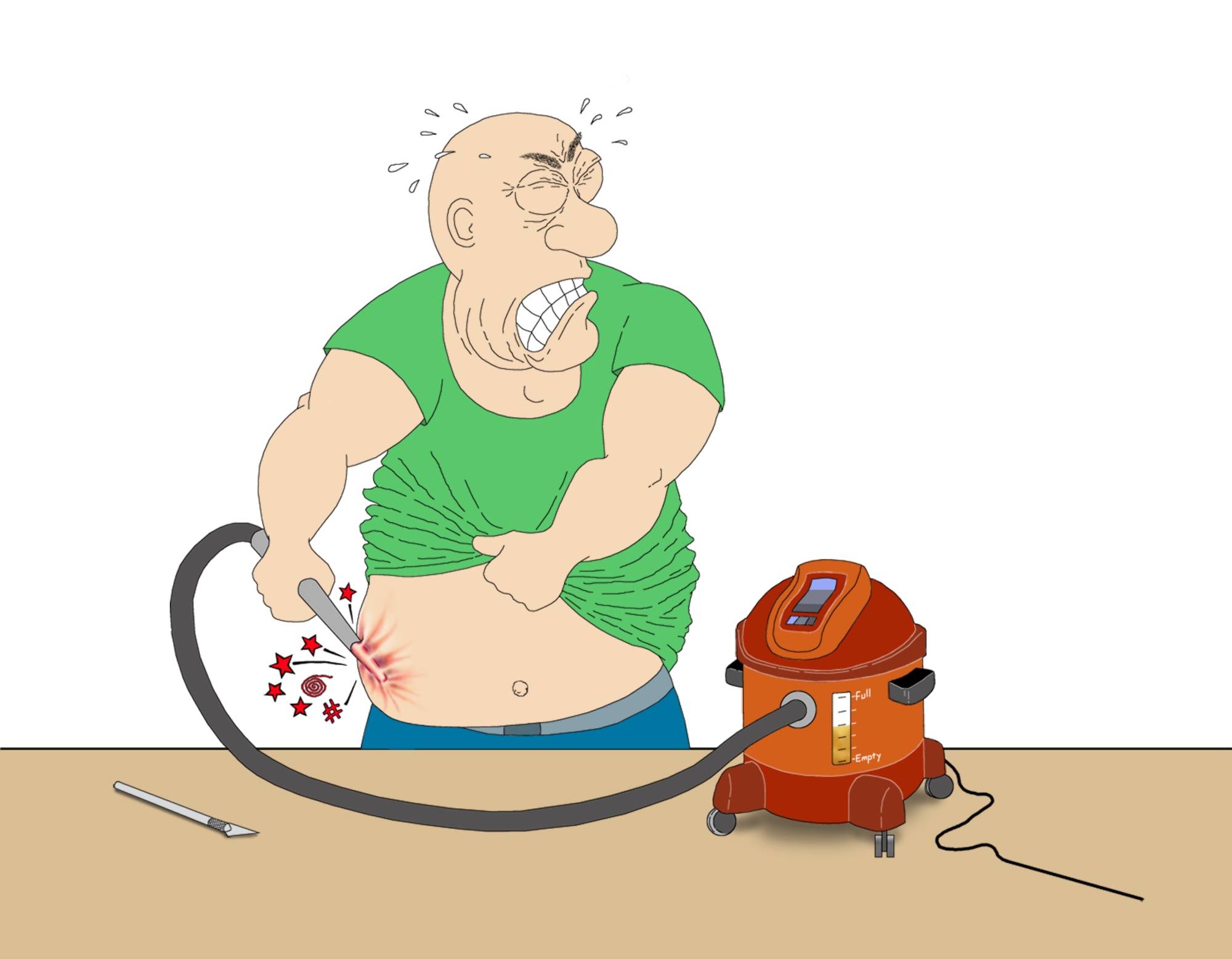 A popular shortcut to a leaner body, might turn into a shortcut to a leaner paycheck, loss of rank or a career-ender for Airmen. The cosmetic procedure is not an acceptable solution to trimming inches or weight to meet physical requirements for the Air Force Fitness Program. (Illustration by Sammie W. King)