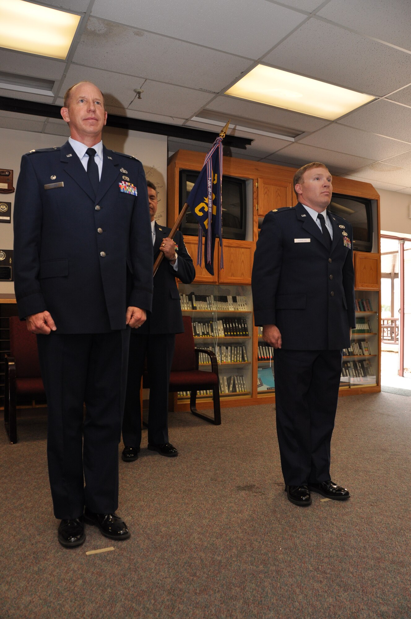 Maj. Rodney Hammond (right) assumes command of the 419th Civil Engineer Squadron during a ceremony here Saturday. (U.S. Air Force photo/Senior Airman Crystal Charriere)