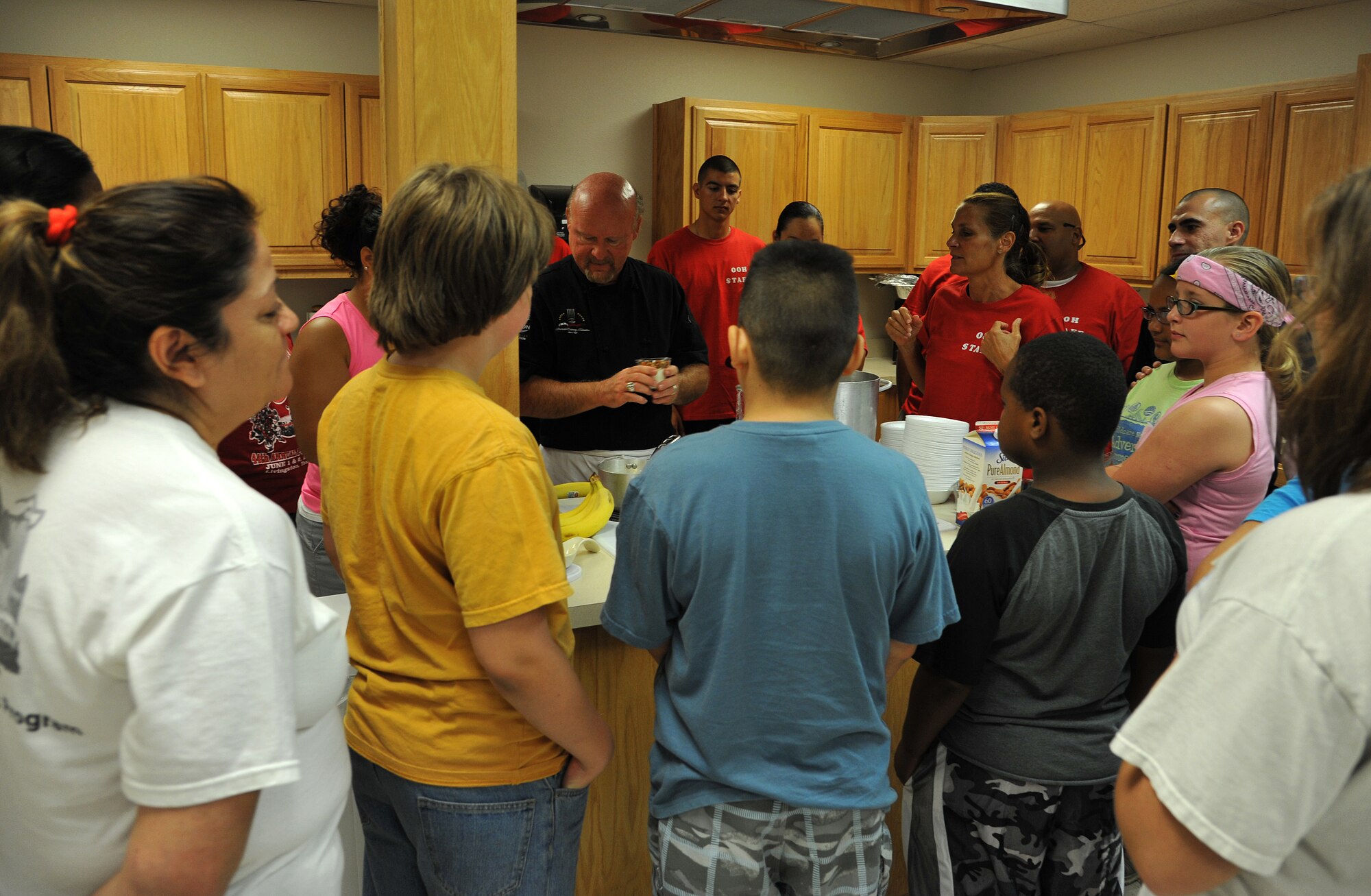 GOODFELLOW AIR FORCE BASE, Texas-- Chef Henry Wiens shows Team Goodfellow parents and children how a yogurt parfait is an excellent breakfast food during Operation Overall Health June 4th. Operation Overall Health was put together to help inform families on how to live healthy lifestyles. (U.S. Air Force photo/Airman 1st Class Michael Smith) 