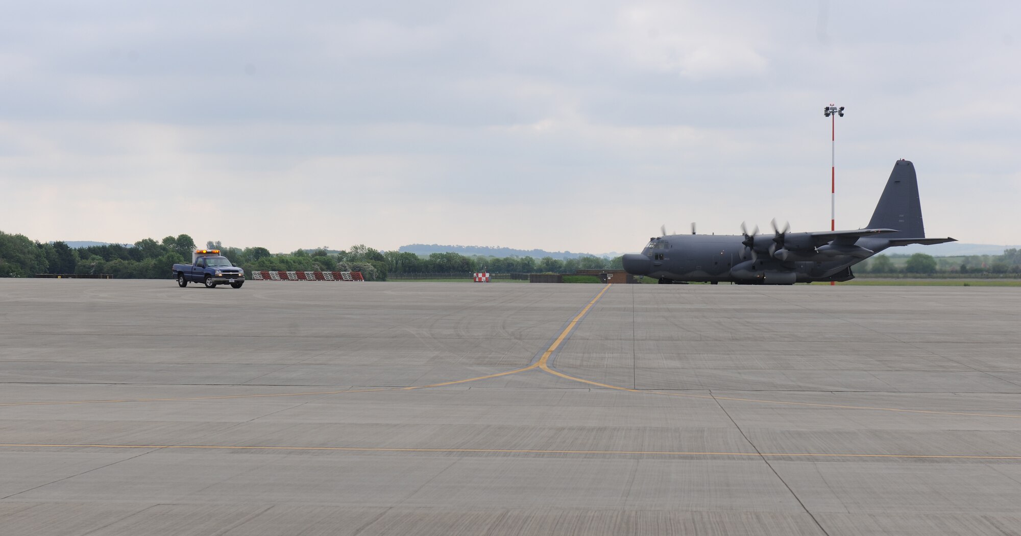 RAF FAIRFORD, United Kingdom -- An MC-130 from the 352nd Special Operations Group taxis into position during the Royal International Air Tattoo Media Launch Day May 29. (U.S. Air Force photo by Capt. Brian Maguire)