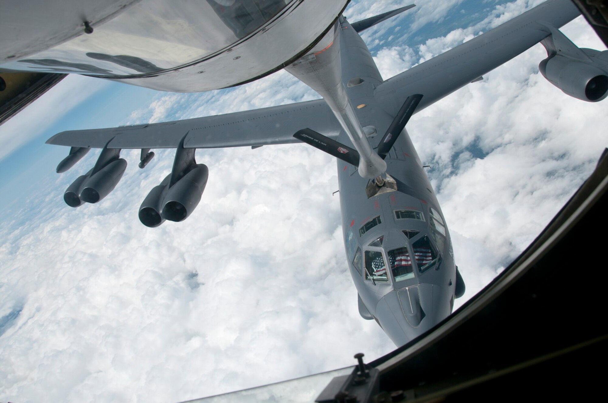 The 23rd Bomb Squadron sent a B-52H Stratofortress on a 24-hour Global Power mission from Minot Air Force Base to France and Germany, then back to Minot in early May. The mission included four aerial refuelings, with one being a French tanker. (Courtesy photo)