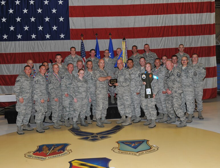 The 388th Equipment Maintenance Squadron, led by U.S. Air Force Lt. Col. Timothy Howard, was recognized as one of the two Maintenance Squadrons of the Year at the annual Maintenance Professional of the Year Awards held June 9. With about 500 people in attendance, this year marks the first time the 388th and 419th Fighter Wings held a combined ceremony to recognize outstanding Airmen in the active duty and Reserve. (U.S. Air Force photo by Kim Cook/Released)