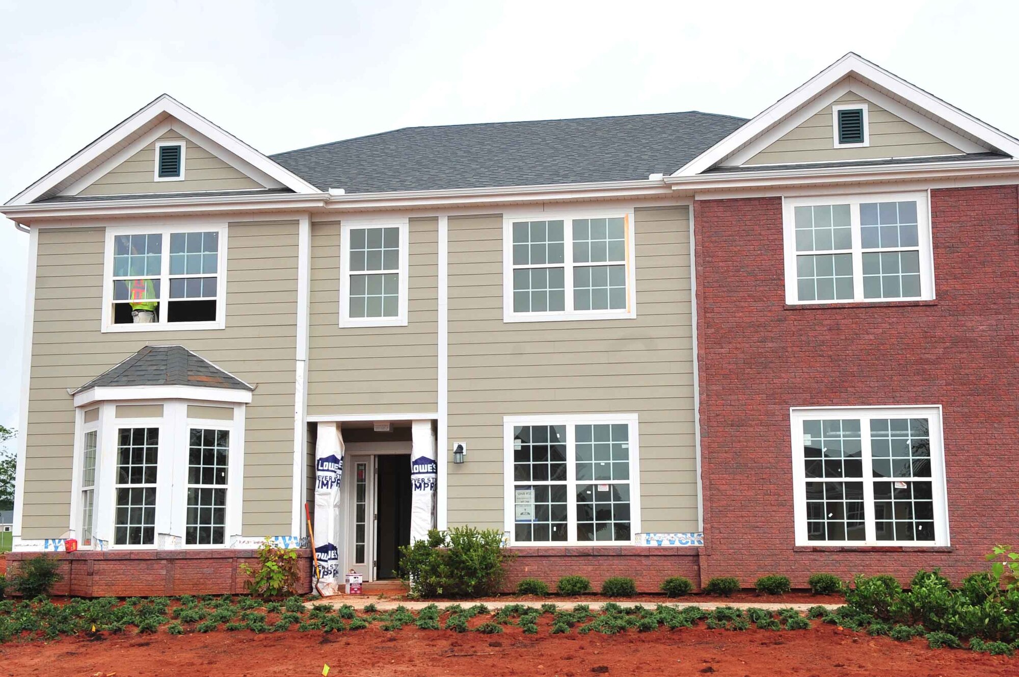 New homes wait for their first residents on Shaw Air Force Base, S.C., June 12, 2012. The housing project will bring 630 new units of contemporary-style houses. The first group of homes are scheduled to be offered to families by the last week of June. (U.S. Air Force photo by Airman 1st Class Ashley L. Gardner/ Released)