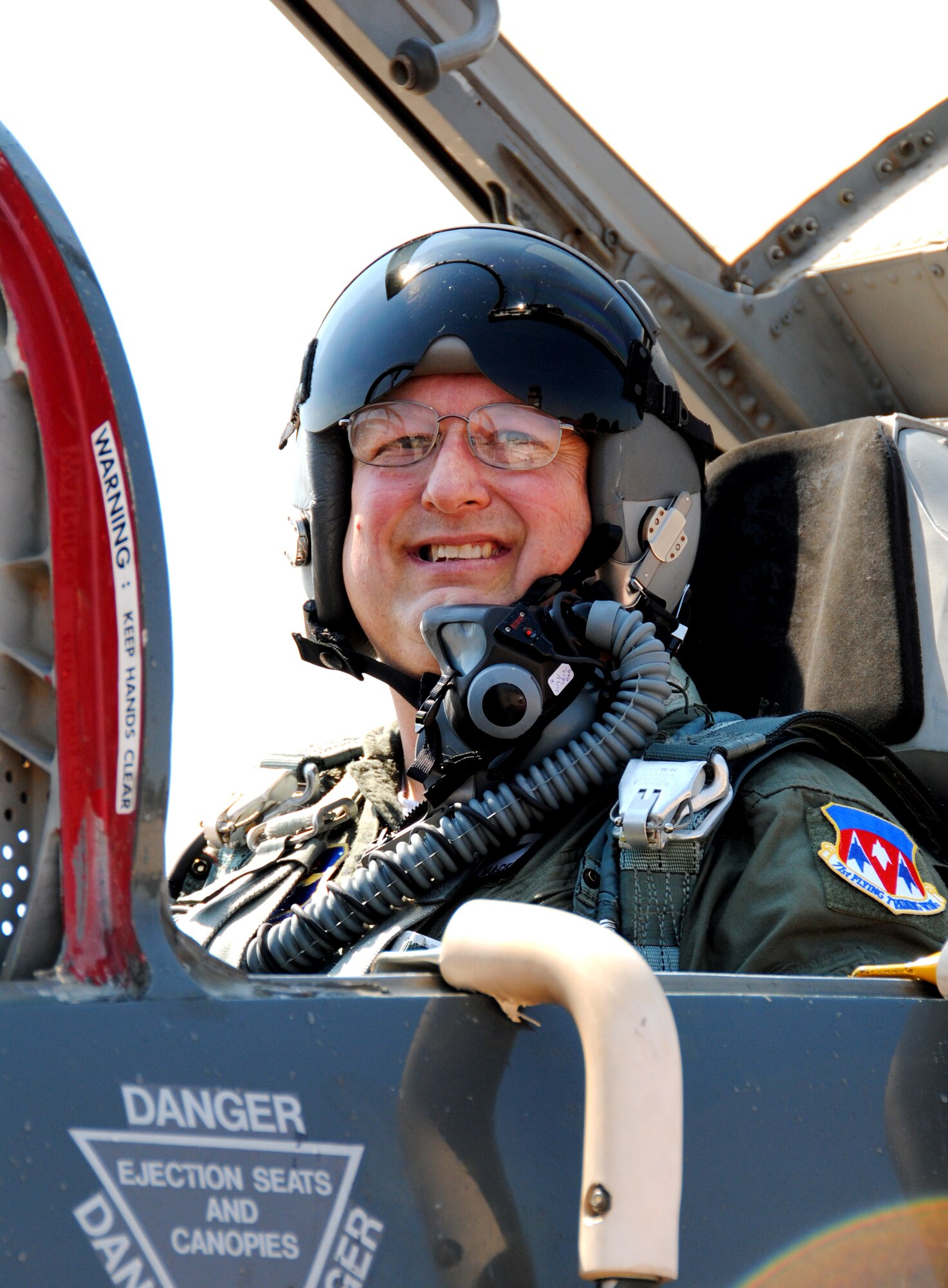 Ray Feightner Jr., the 2012 Honorary Commander of the 71st Flying Training Wing, at Vance AFB, Okla., joined Col. Russ Mack, the former commander of the 71st FTW, for Mack’s fini-flight in a T-38 Talon aircraft Friday, June 8. (U.S. Air Force photo/ Joe B. Wiles) 
